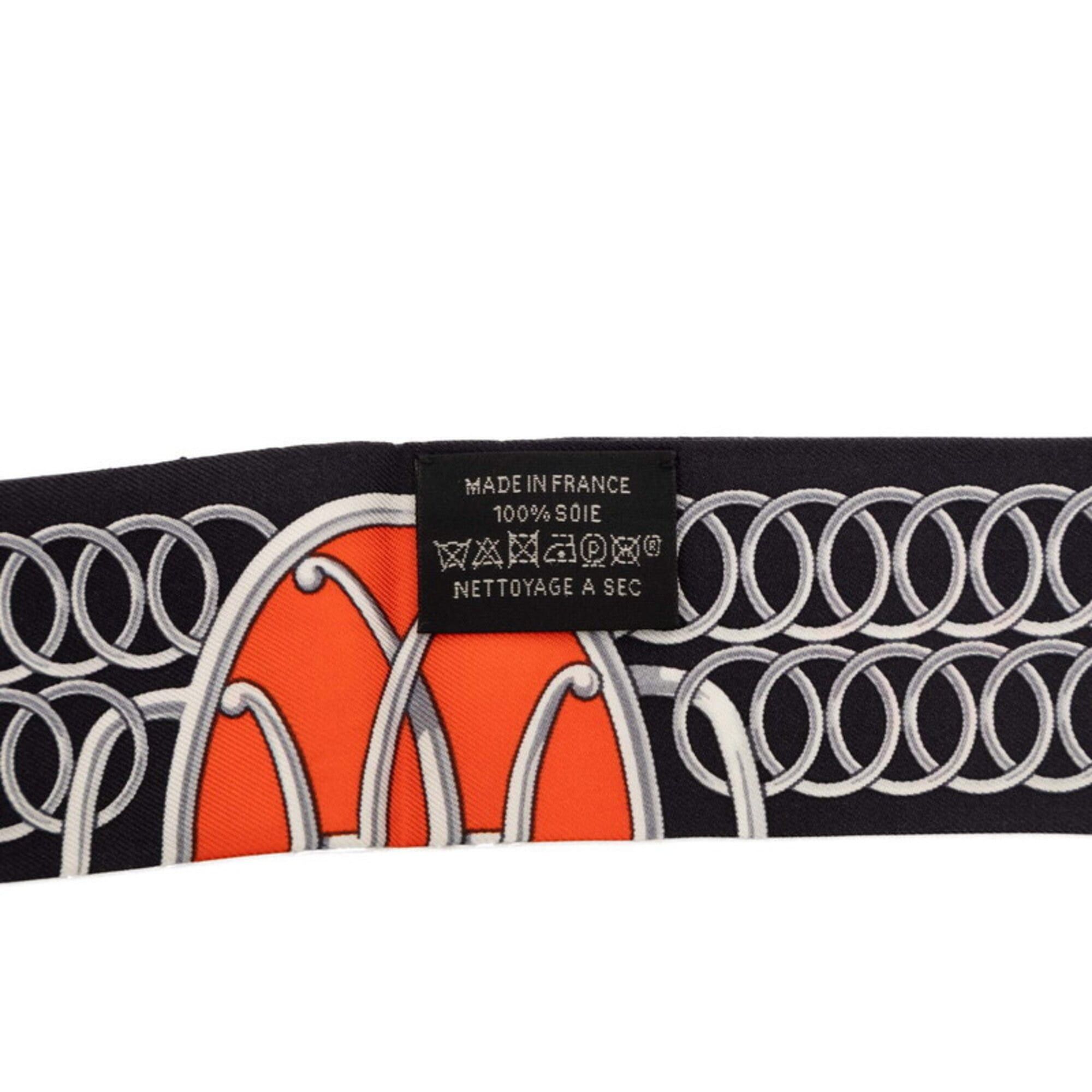 Hermes Hermes Twilly Lift Profile Scarf/Muffler, Black/Multicolor Silk, Women's Size ONE SIZE - 5 Thumbnail