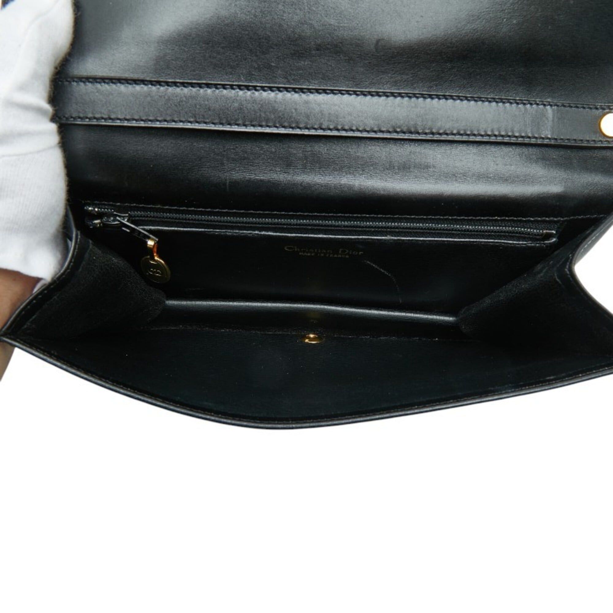 Dior Christian Dior Dior Logo One-Shoulder Bag, Black Leather, Women's Size ONE SIZE - 6 Thumbnail