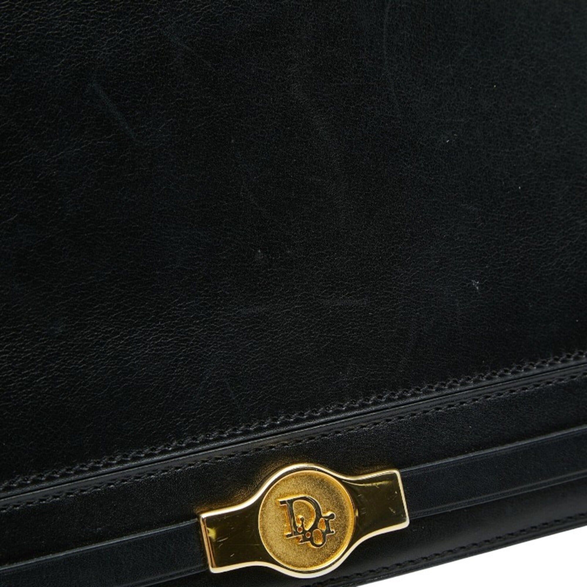 Dior Christian Dior Dior Logo One-Shoulder Bag, Black Leather, Women's Size ONE SIZE - 7 Thumbnail