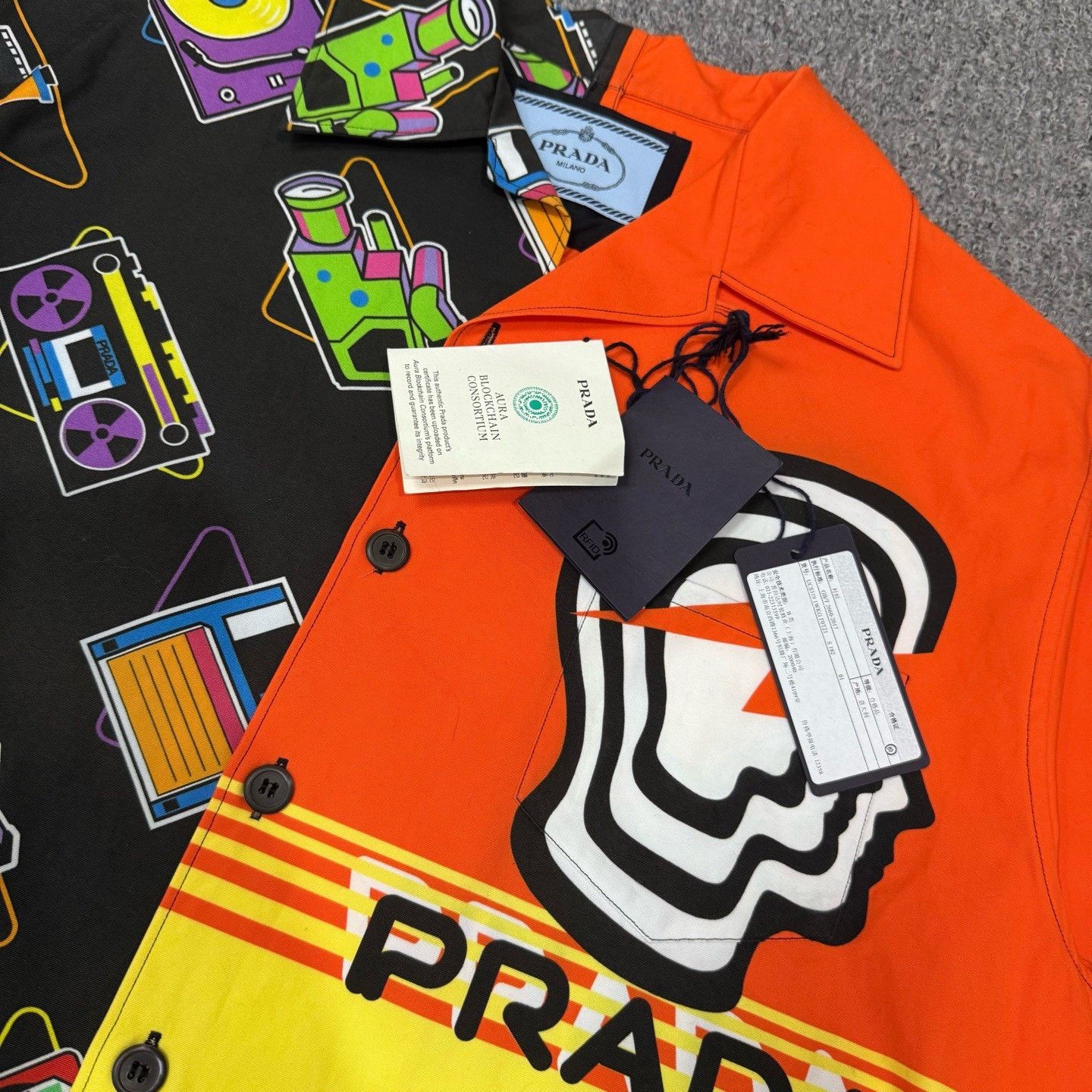 Prada Prada Tape Brain Print Logo Colorblock Shirt Size US M / EU 48-50 / 2 - 3 Thumbnail