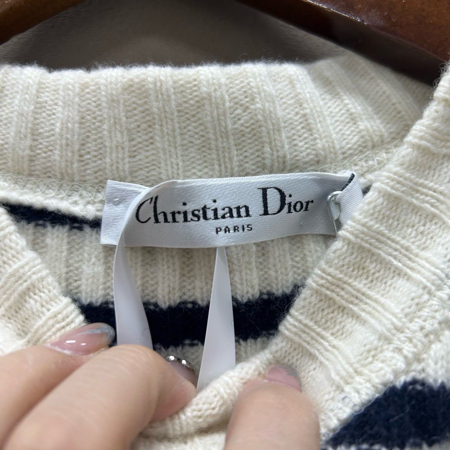 Dior Dior Navy Collar Striped Cashmere Sweater Size XS / US 0-2 / IT 36-38 - 3 Thumbnail