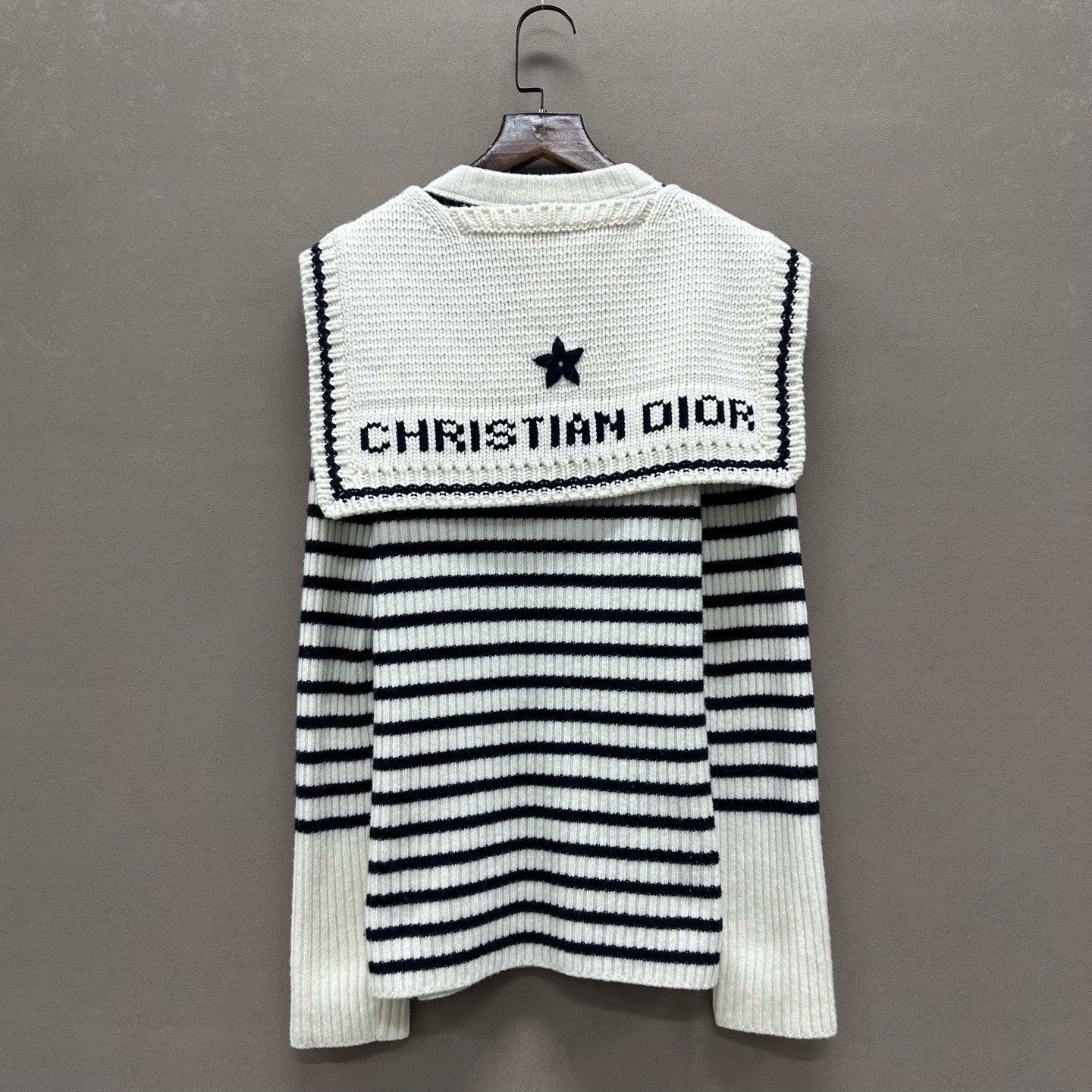 Dior Dior Navy Collar Striped Cashmere Sweater Size XS / US 0-2 / IT 36-38 - 2 Thumbnail