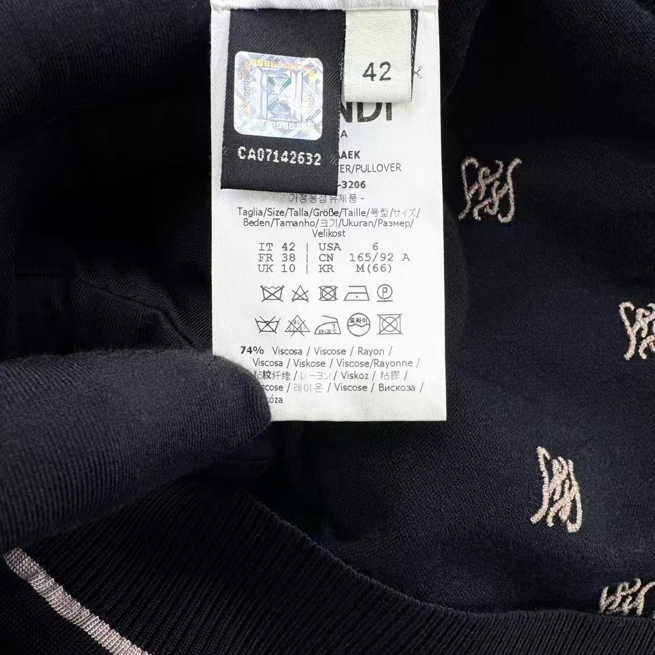 Fendi Fendi Black Double F Embroidered Knit Top Size M / US 6-8 / IT 42-44 - 4 Thumbnail