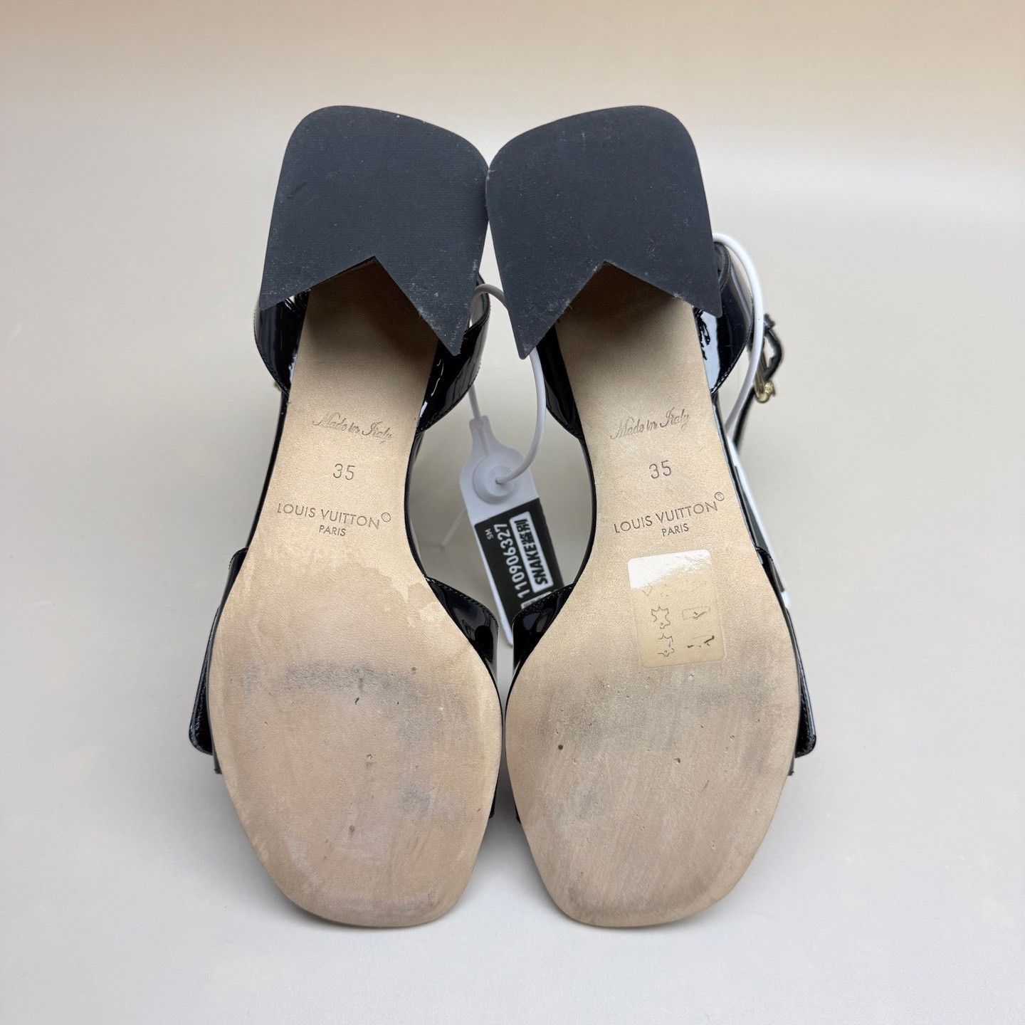Louis Vuitton LV Black Gold Logo Strappy Sandals Size US 4 / IT 34 - 6 Thumbnail