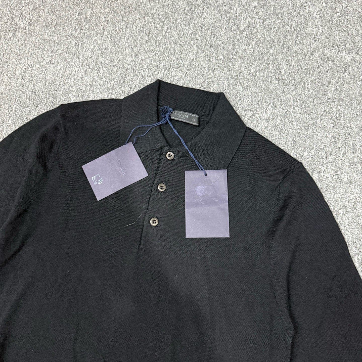 Prada Prada Black Long-Sleeve Knit Polo Shirt Size US S / EU 44-46 / 1 - 3 Thumbnail