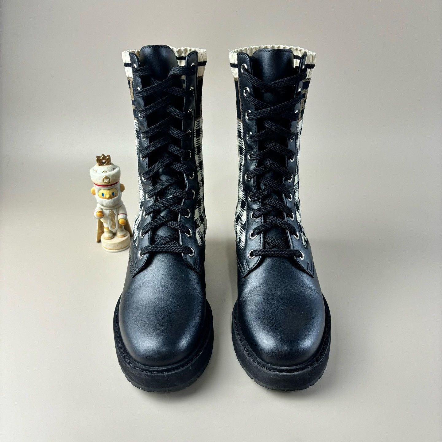 Fendi Fendi Plaid Double F Embroidered Ankle Boots Size US 4 / IT 34 - 2 Thumbnail