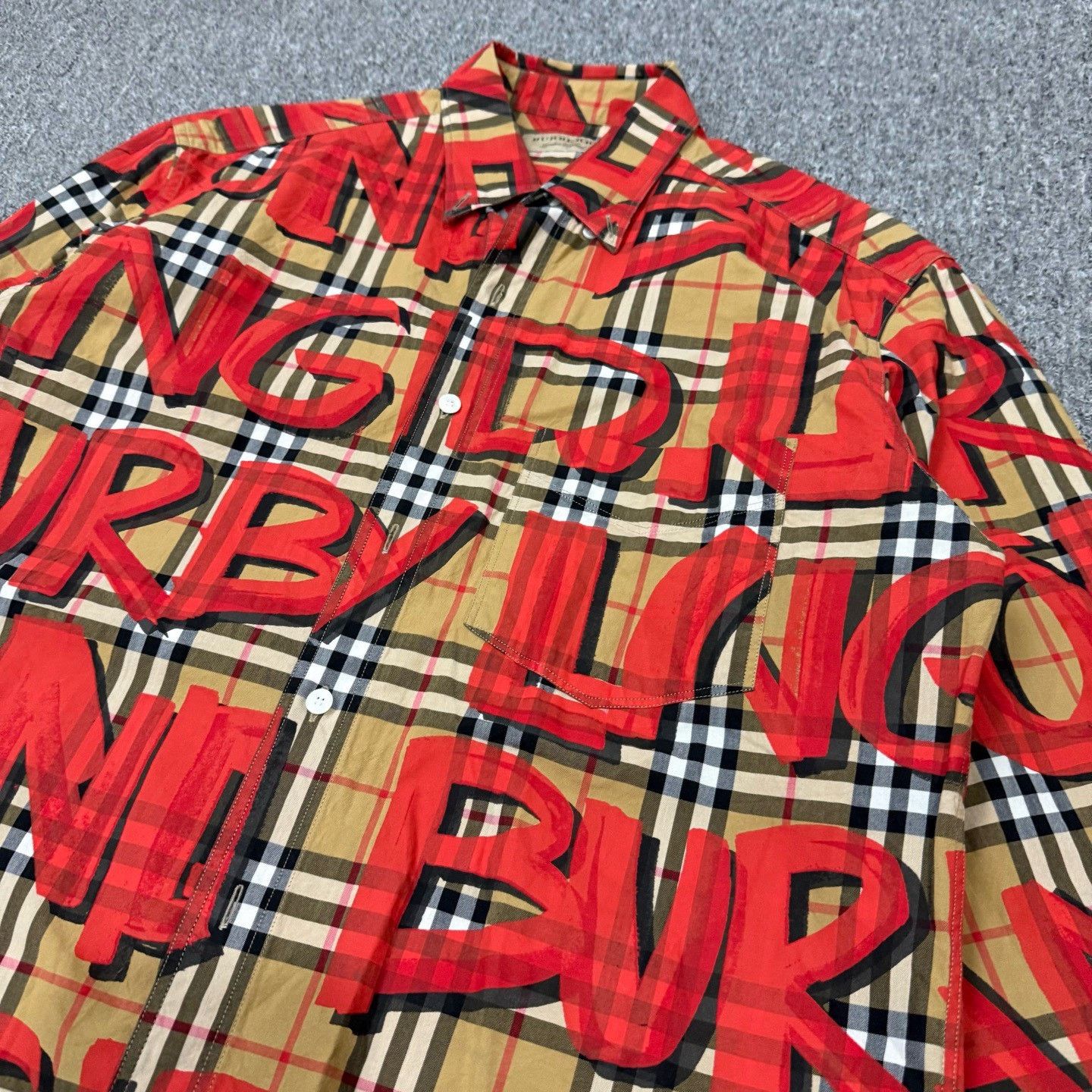 Burberry Burberry Graffiti Check Long Sleeve Shirt Size US L / EU 52-54 / 3 - 3 Thumbnail