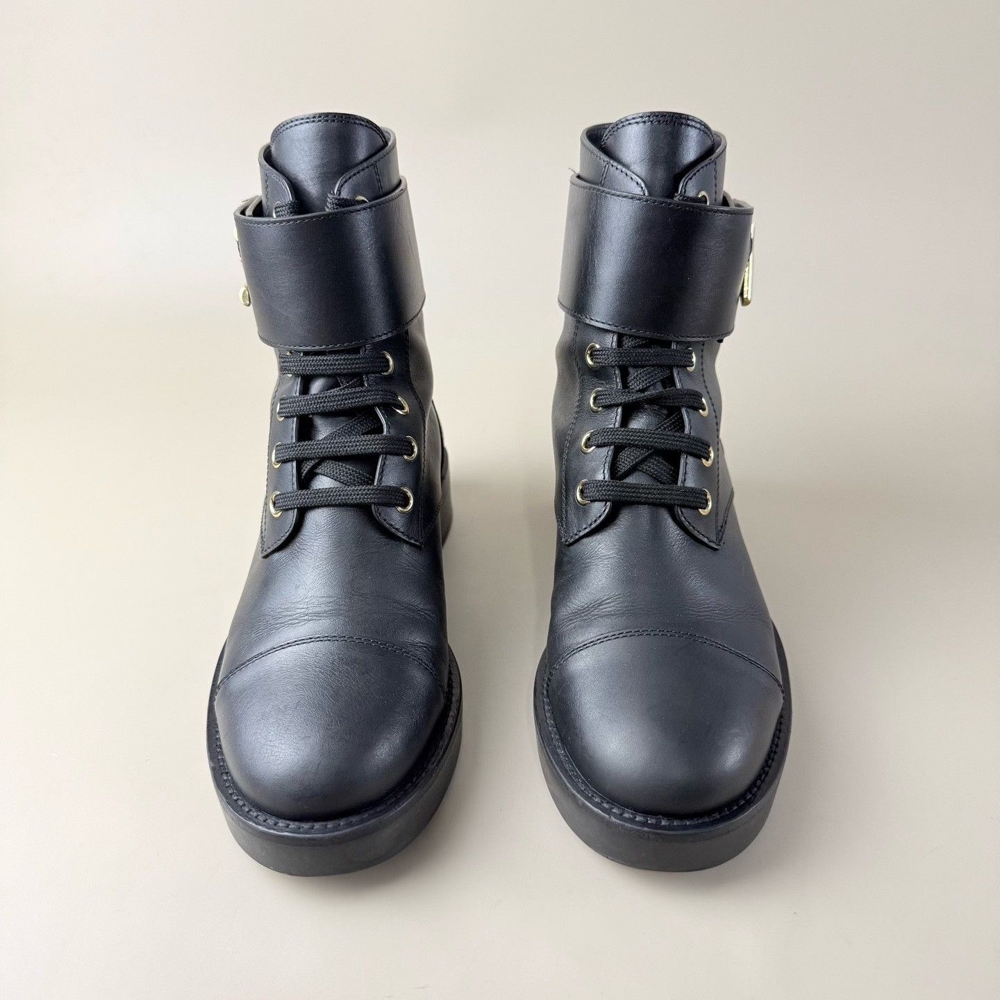 Louis Vuitton LV Black Gold Strap Lock Ankle Boots Size US 4.5 / IT 34.5 - 2 Thumbnail