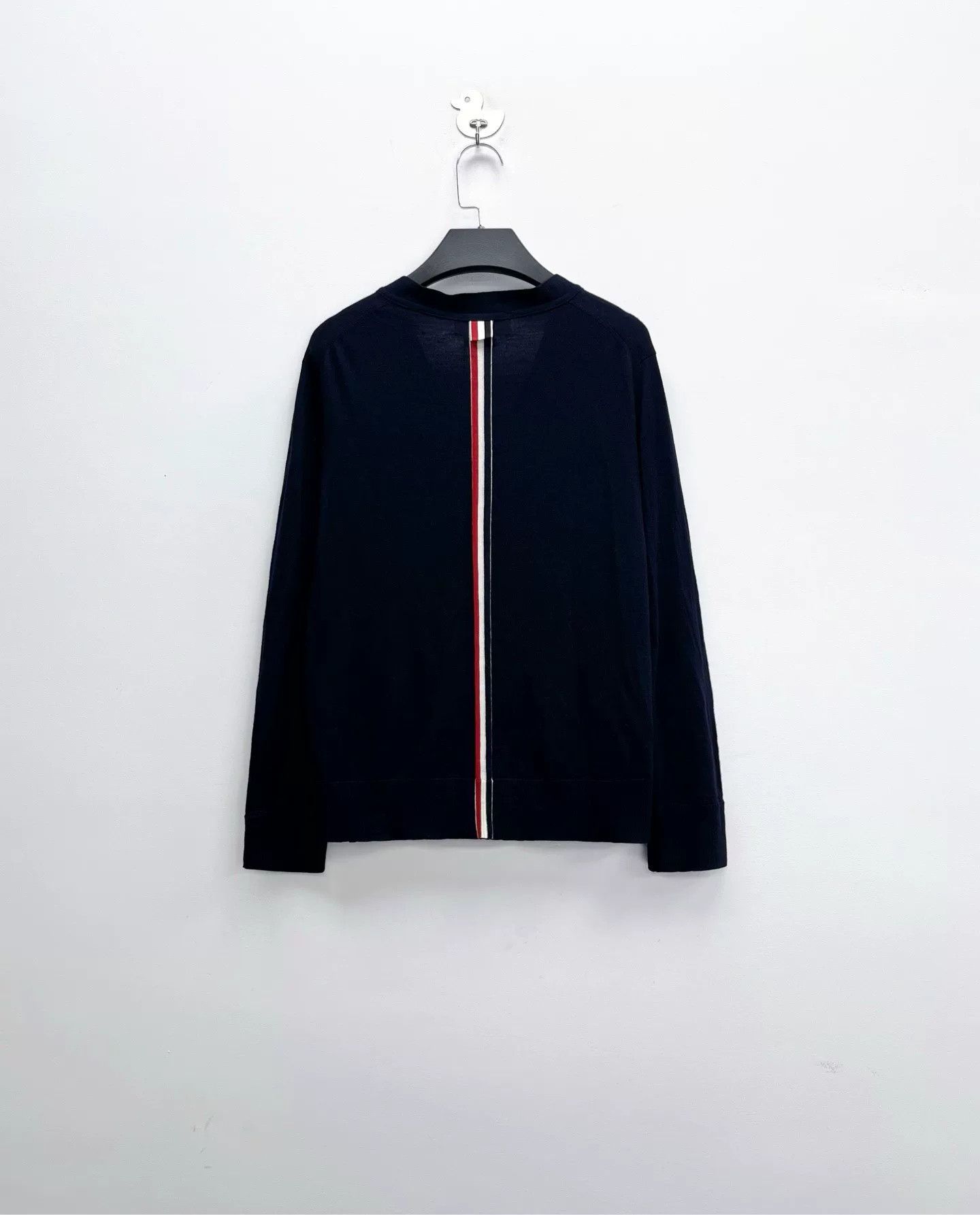 Thom Browne Thom Browne Navy Gray Placket Stripe Knit Cardigan Size US M / EU 48-50 / 2 - 2 Thumbnail