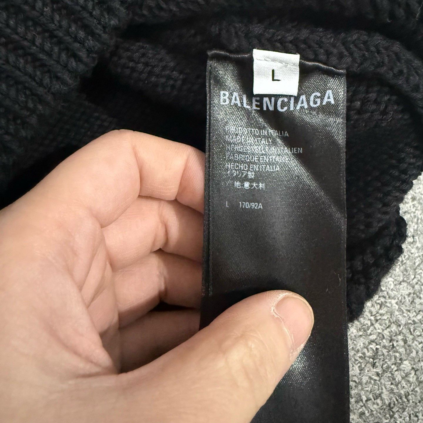 Balenciaga Balenciaga Black Letter Rhinestone Crewneck Knit Sweater Size L / US 10 / IT 46 - 4 Thumbnail