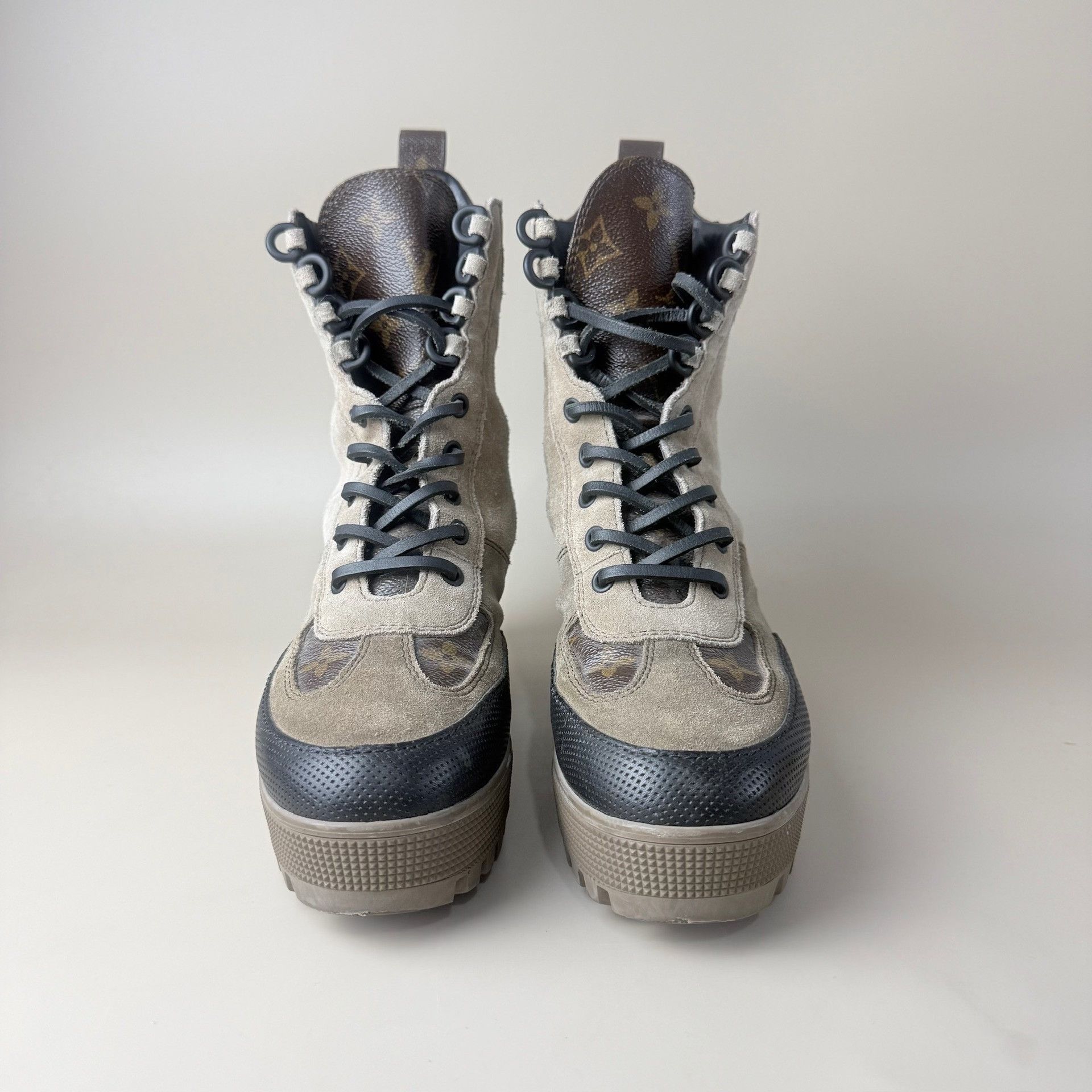 Louis Vuitton Louis Vuitton Brown Monogram Lace-Up Ankle Boots Size US 5.5 / IT 35.5 - 2 Thumbnail