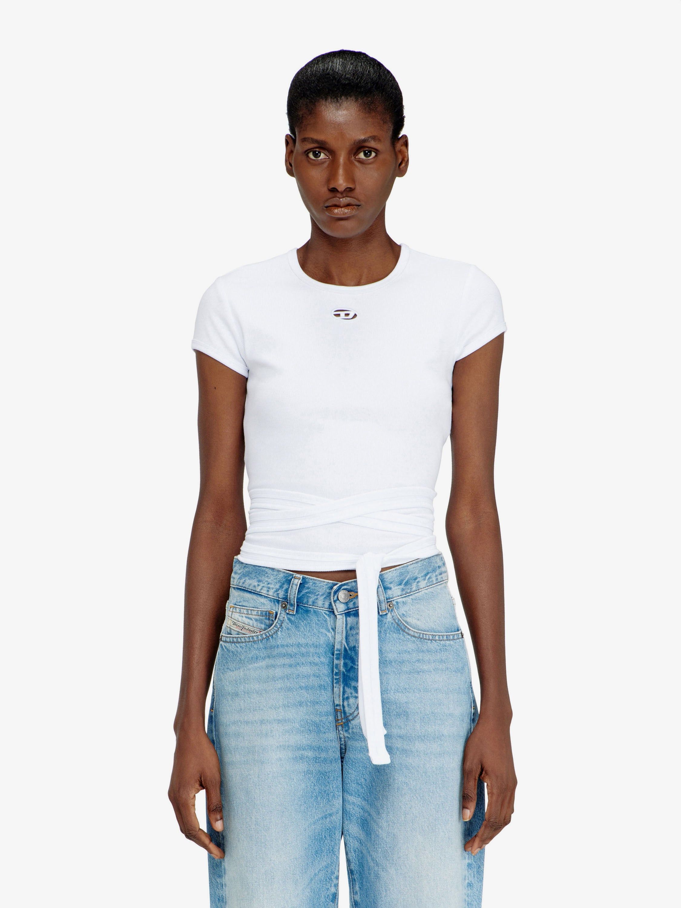 Diesel T-Bunny-Tail- S1 Cotton T-Shirt With Tie Bands Size M / US 6-8 / IT 42-44 - 3 Thumbnail