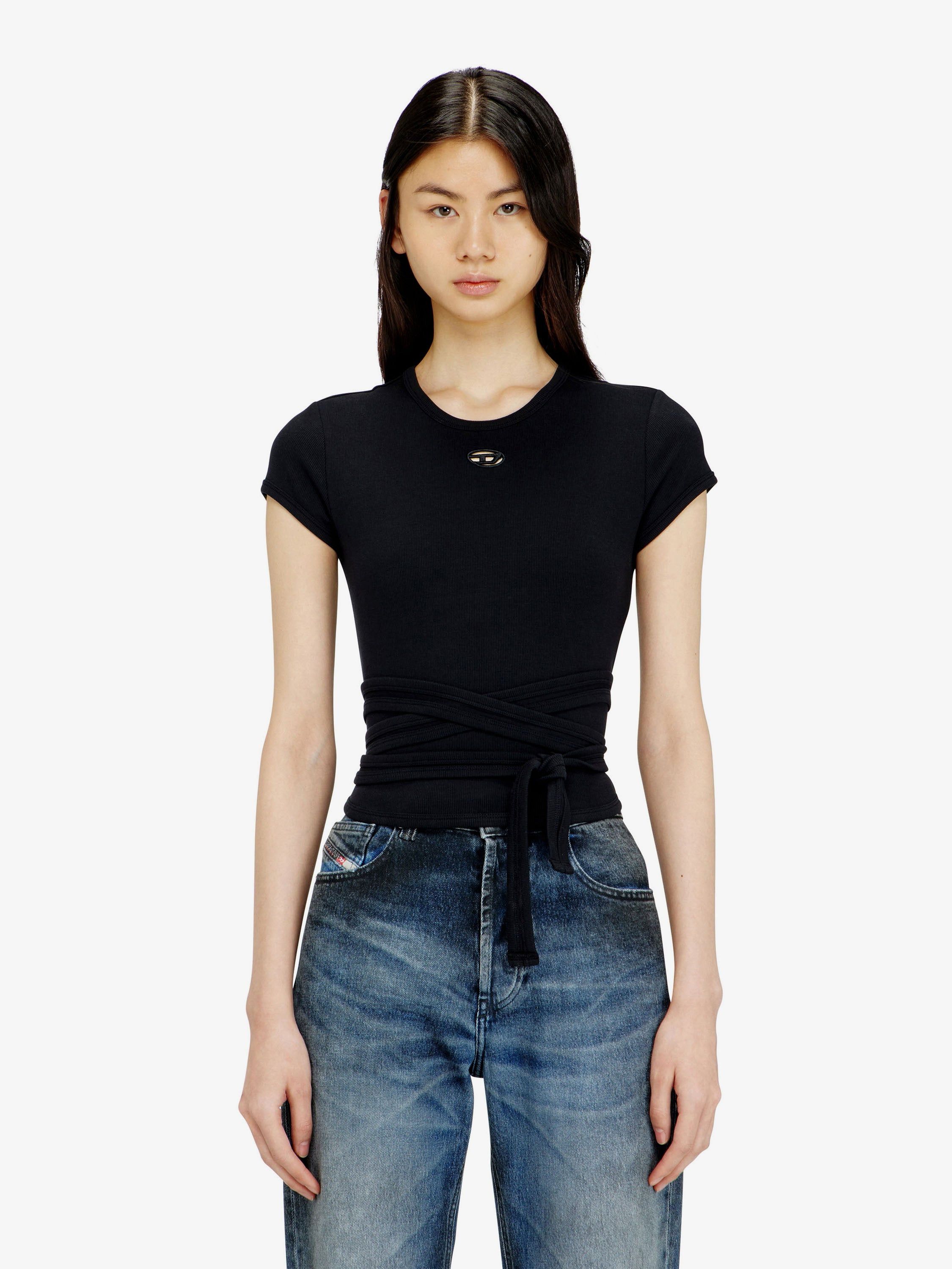Diesel T-Bunny-Tail-S1 Cotton T-Shirt With Tie Bands Size S / US 4 / IT 40 - 3 Thumbnail