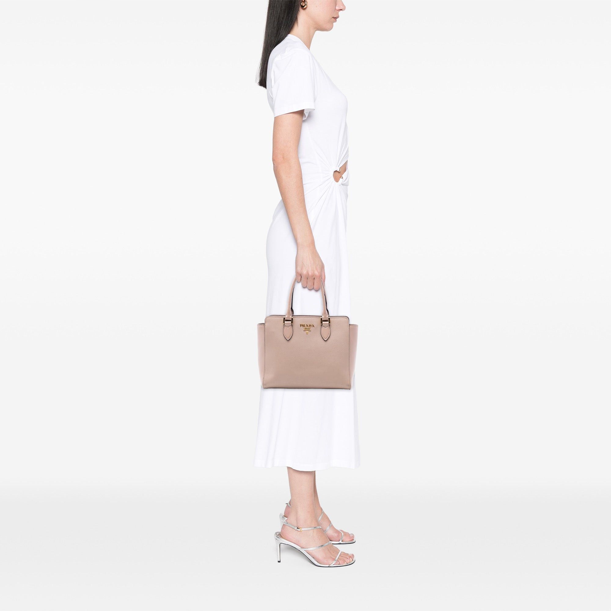 Prada Soft Calf Trimmed Saffiano Lux Open Convertible Tote Size ONE SIZE - 6 Thumbnail