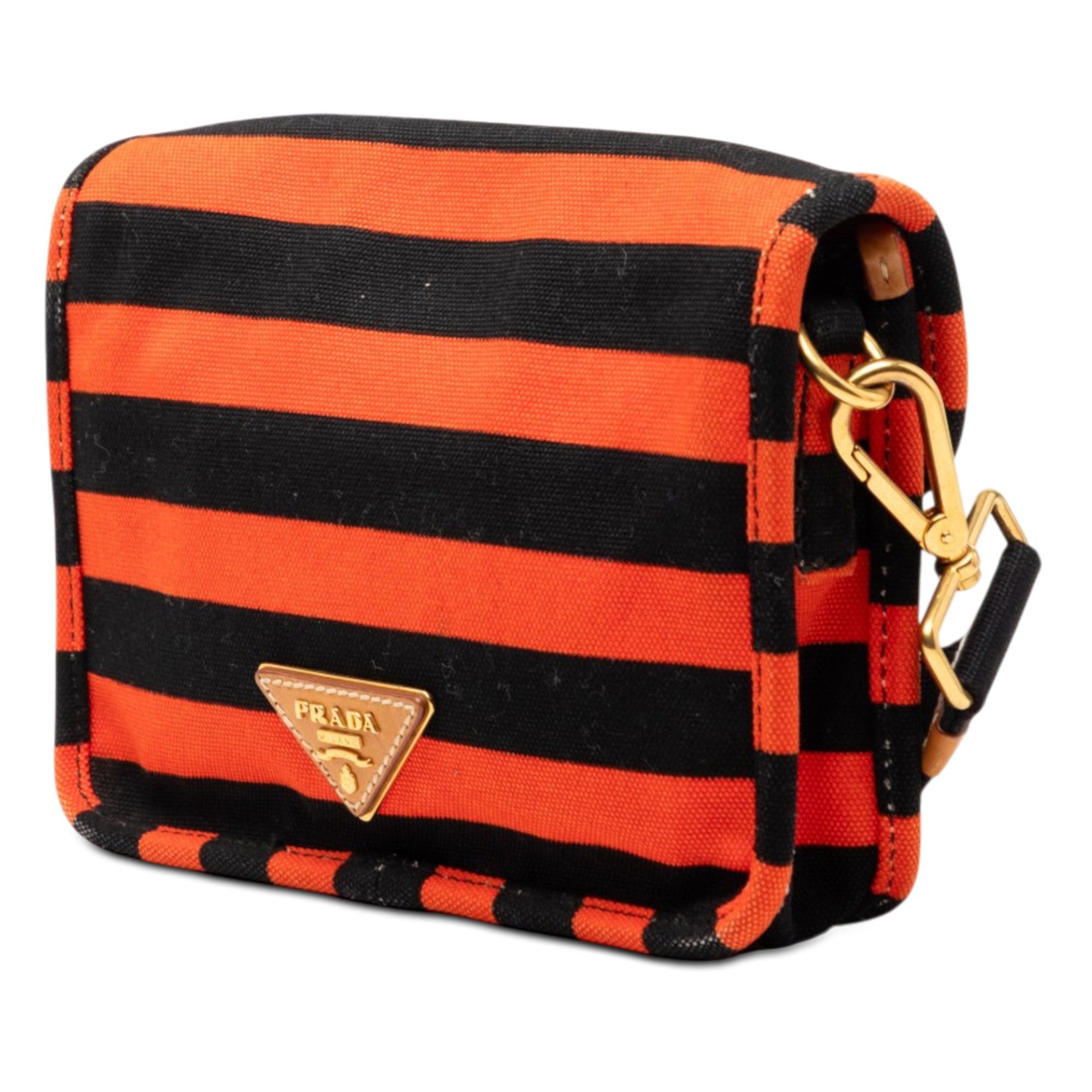 Prada Canvas Canapa Righe Striped Messenger Bag Size ONE SIZE - 2 Thumbnail
