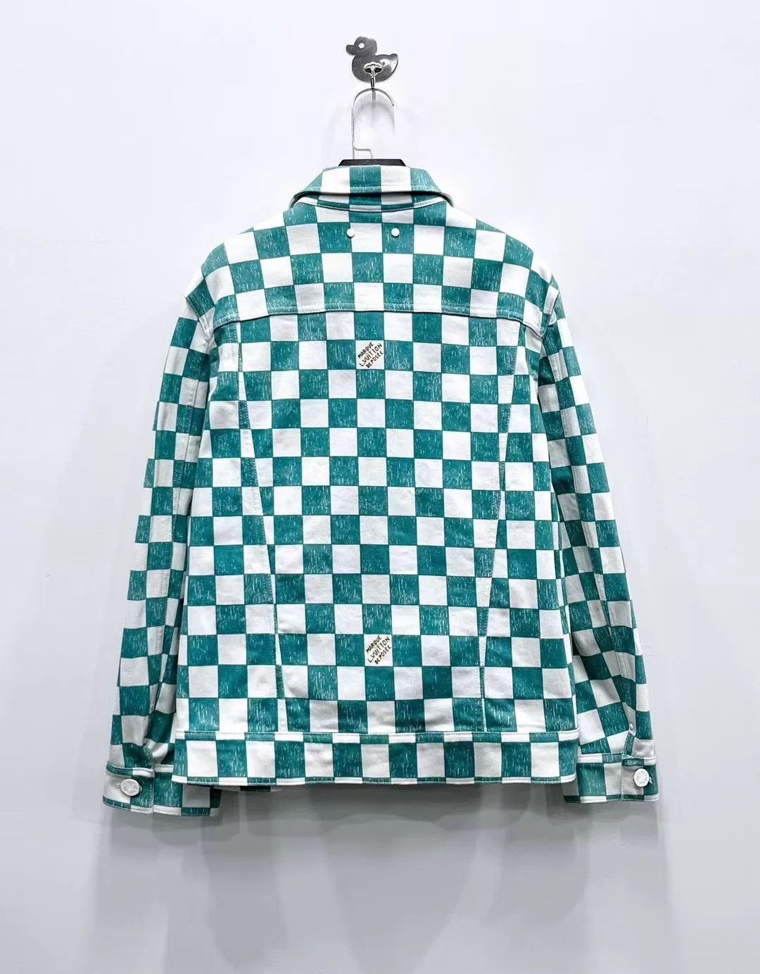 Louis Vuitton Louis Vuitton 2022 White Green Check Logo Denim Jacket Size US M / EU 48-50 / 2 - 3 Thumbnail