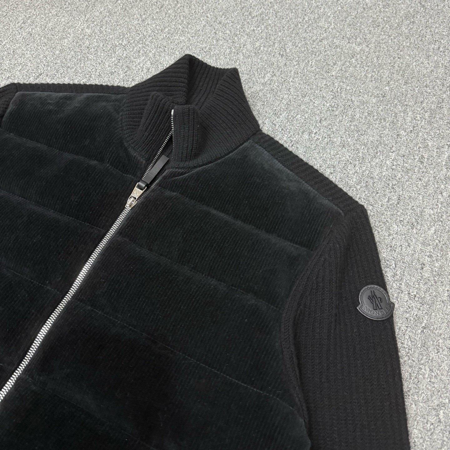 Moncler Moncler Black Velvet Knit Stand Collar Jacket Size S / US 4 / IT 40 - 3 Thumbnail