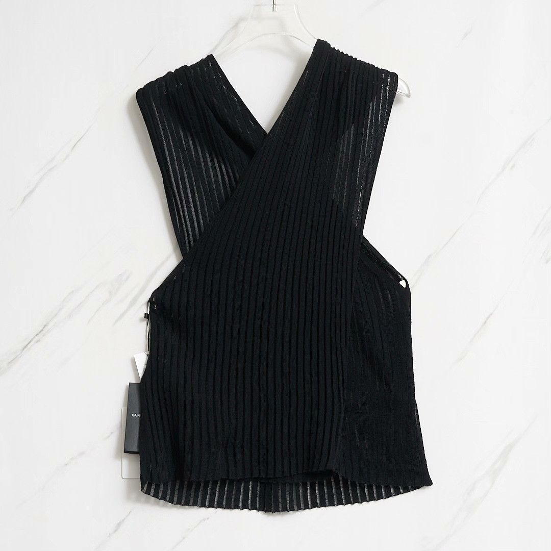 Saint Laurent Paris Saint Laurent Women's Cross Knit Vest Size M / US 6-8 / IT 42-44 - 4 Thumbnail