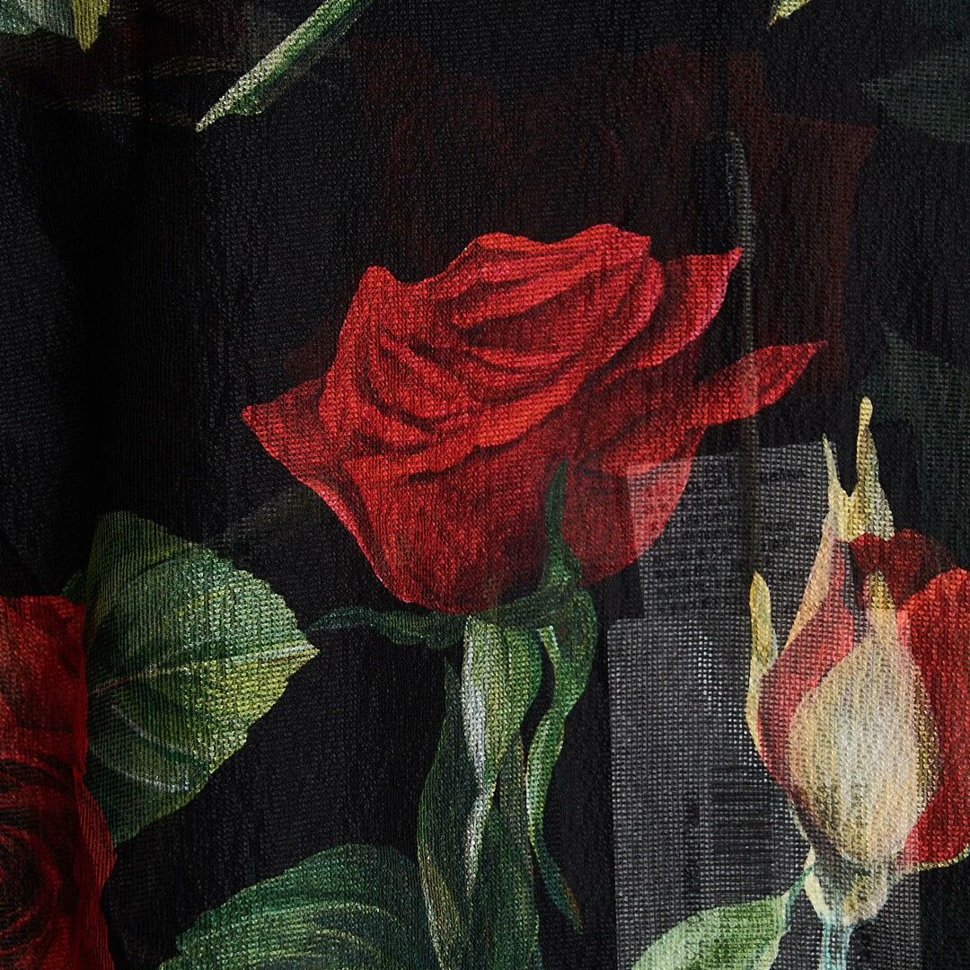 Dolce & Gabbana Dolce&Gabbana Women's Rose Print Tie Shirt Size M / US 6-8 / IT 42-44 - 5 Thumbnail