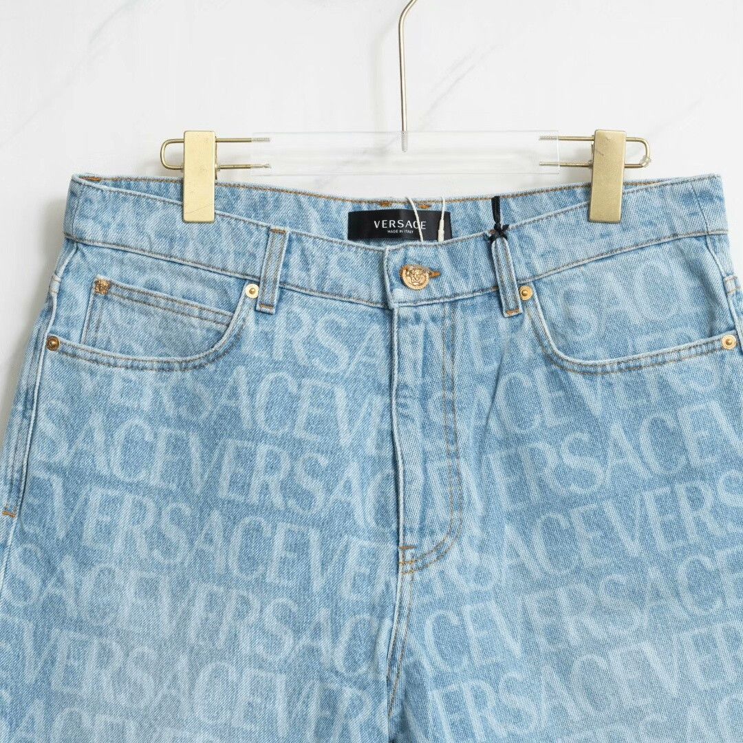 Versace Versace Men's Logo Print Denim Shorts Size US 31 - 2 Thumbnail