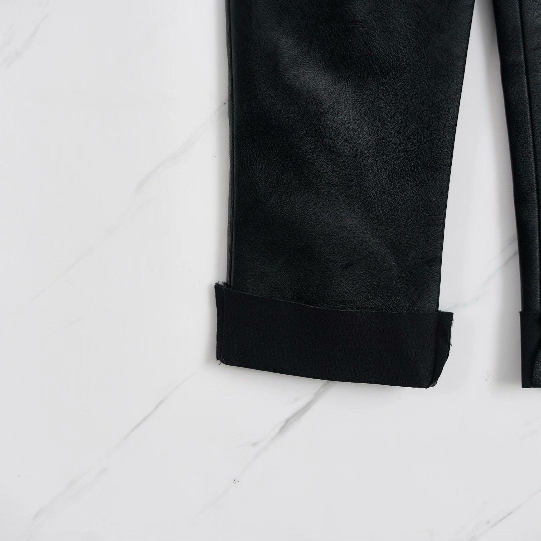 Maison Margiela Maison Margiela Women's Vintage High-Waist Cuffed Leather Pants Size 40" / US 18 - 3 Thumbnail