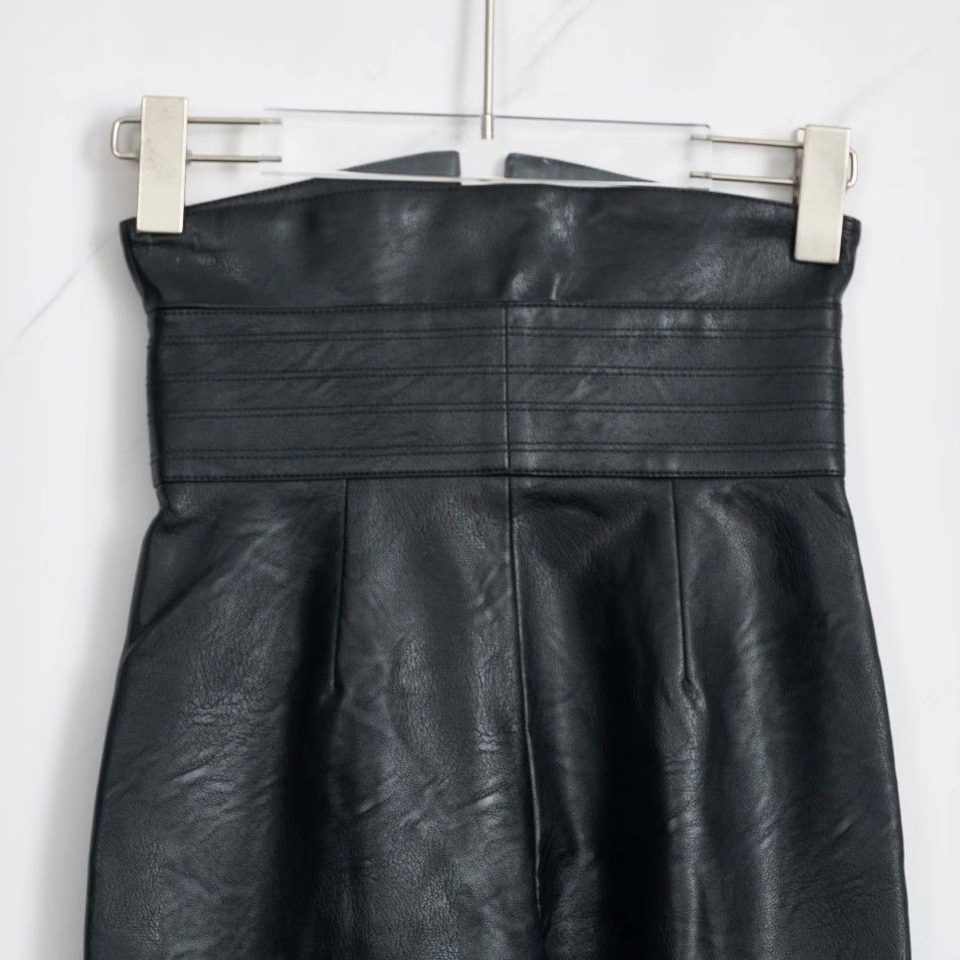 Maison Margiela Maison Margiela Women's Vintage High-Waist Cuffed Leather Pants Size 40" / US 18 - 5 Thumbnail