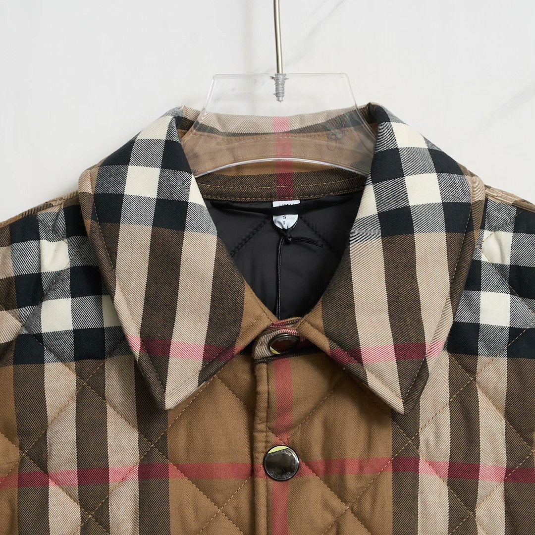Burberry Burberry Neutral Plaid Quilted Cotton Jacket Size US XXL / EU 58 / 5 - 2 Thumbnail