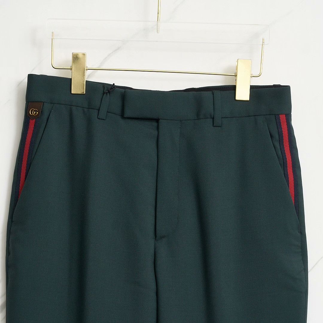 Gucci Gucci Men's Dark Green Striped Trousers Size US 30 / EU 46 - 2 Thumbnail