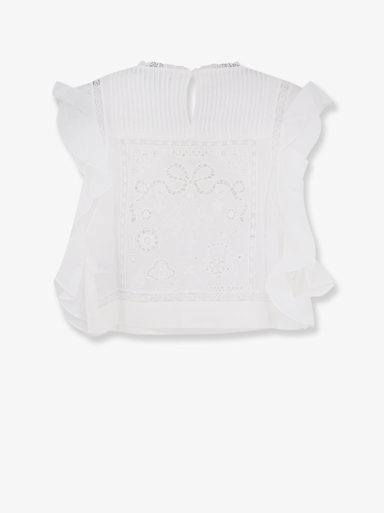 Self-Portrait Ramie Top With Lace Inserts Size M / US 6-8 / IT 42-44 - 2 Thumbnail
