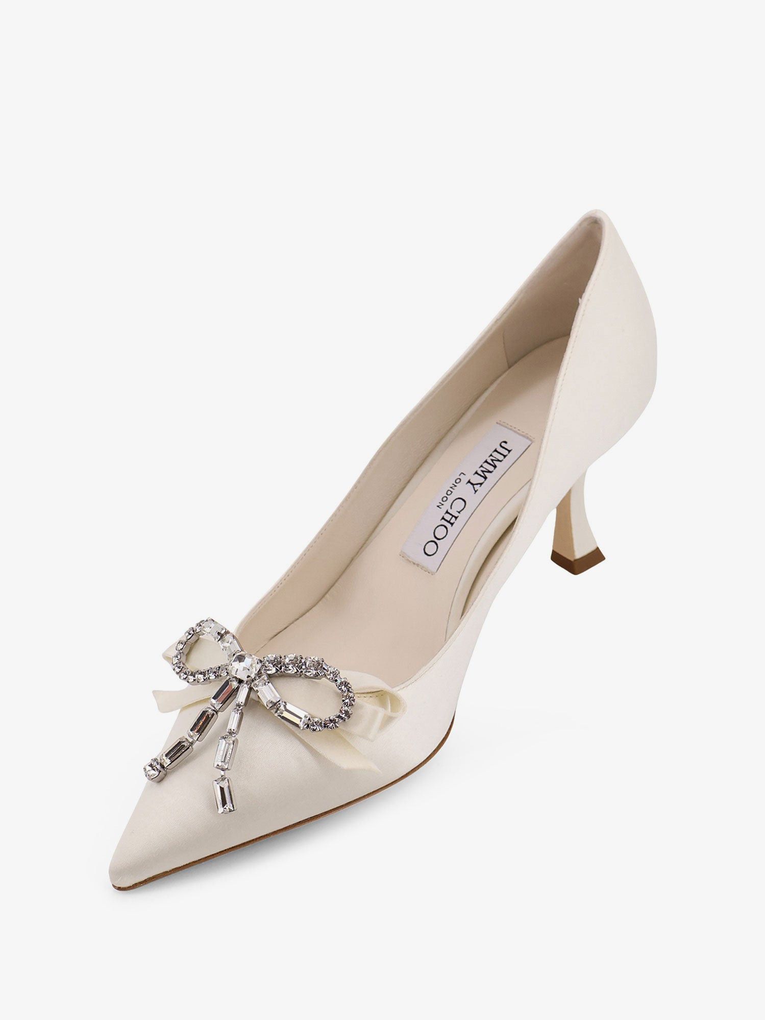 Jimmy Choo Auria Satin Pumps With Crystal Bow Detail Size US 7 / IT 37 - 4 Thumbnail