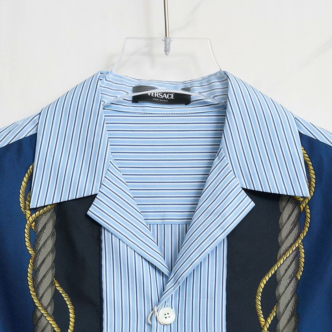 Versace Versace Men's Baroque Print Striped Shirt Size US M / EU 48-50 / 2 - 2 Thumbnail