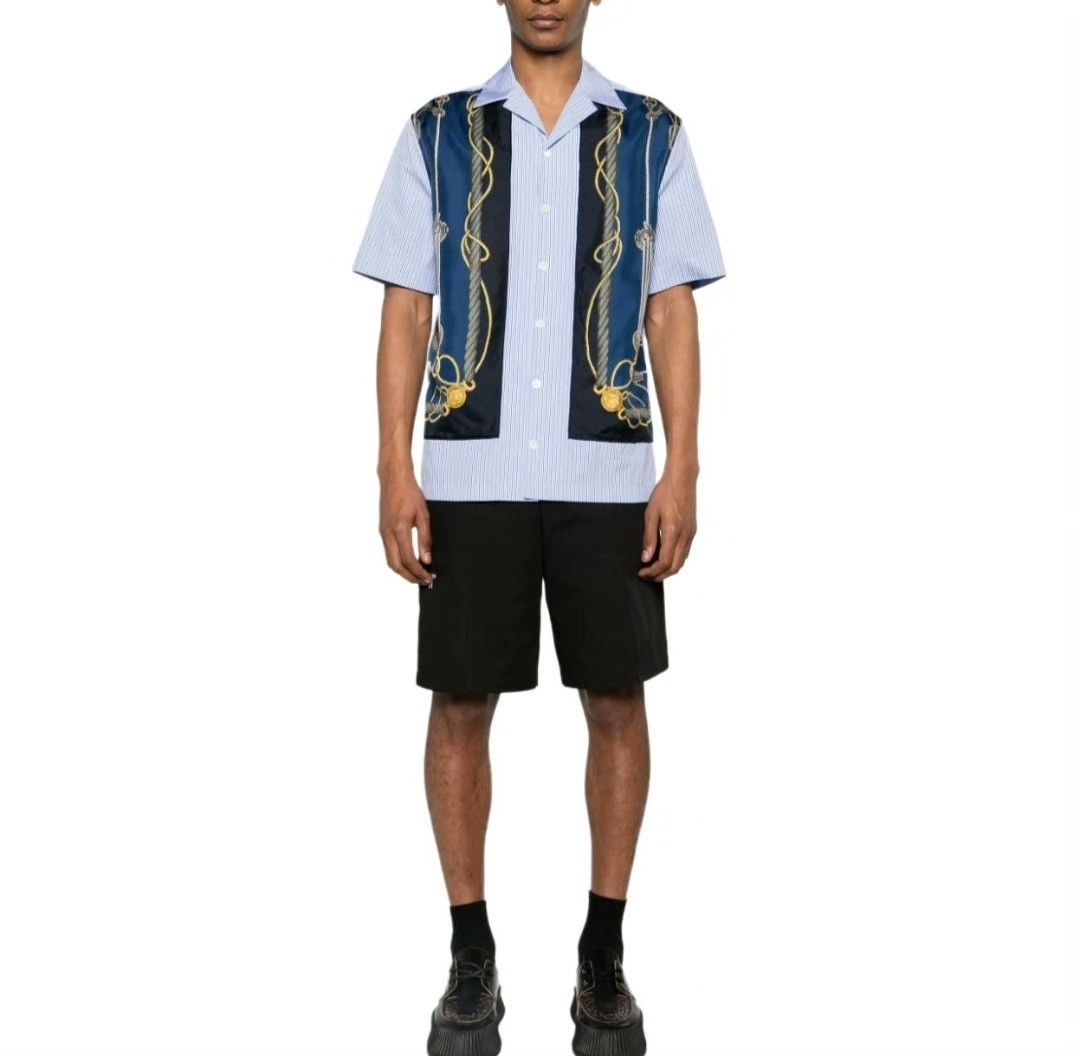 Versace Versace Men's Baroque Print Striped Shirt Size US M / EU 48-50 / 2 - 8 Thumbnail