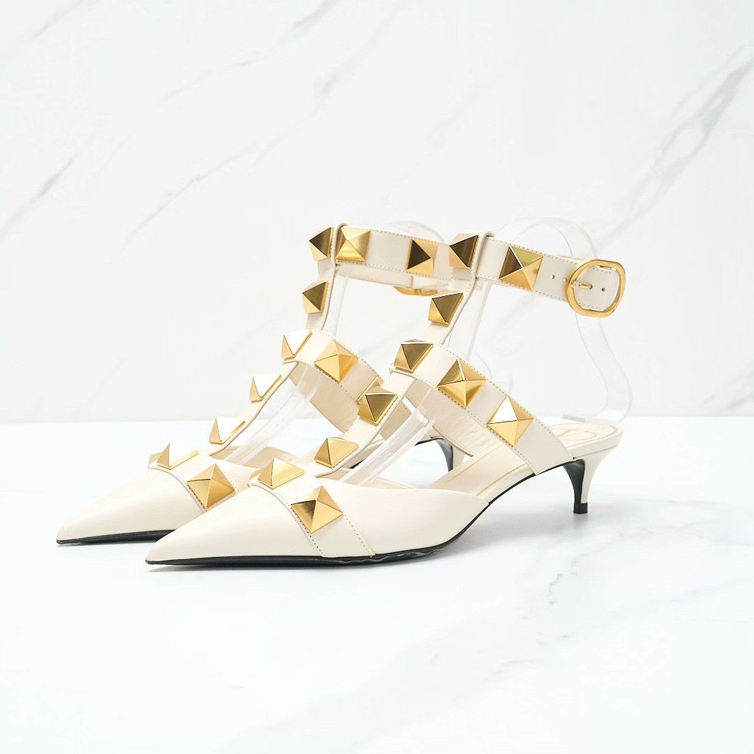 Valentino Valentino Women's Studded Kitten Heels Size US 4 / IT 34 - 2 Thumbnail