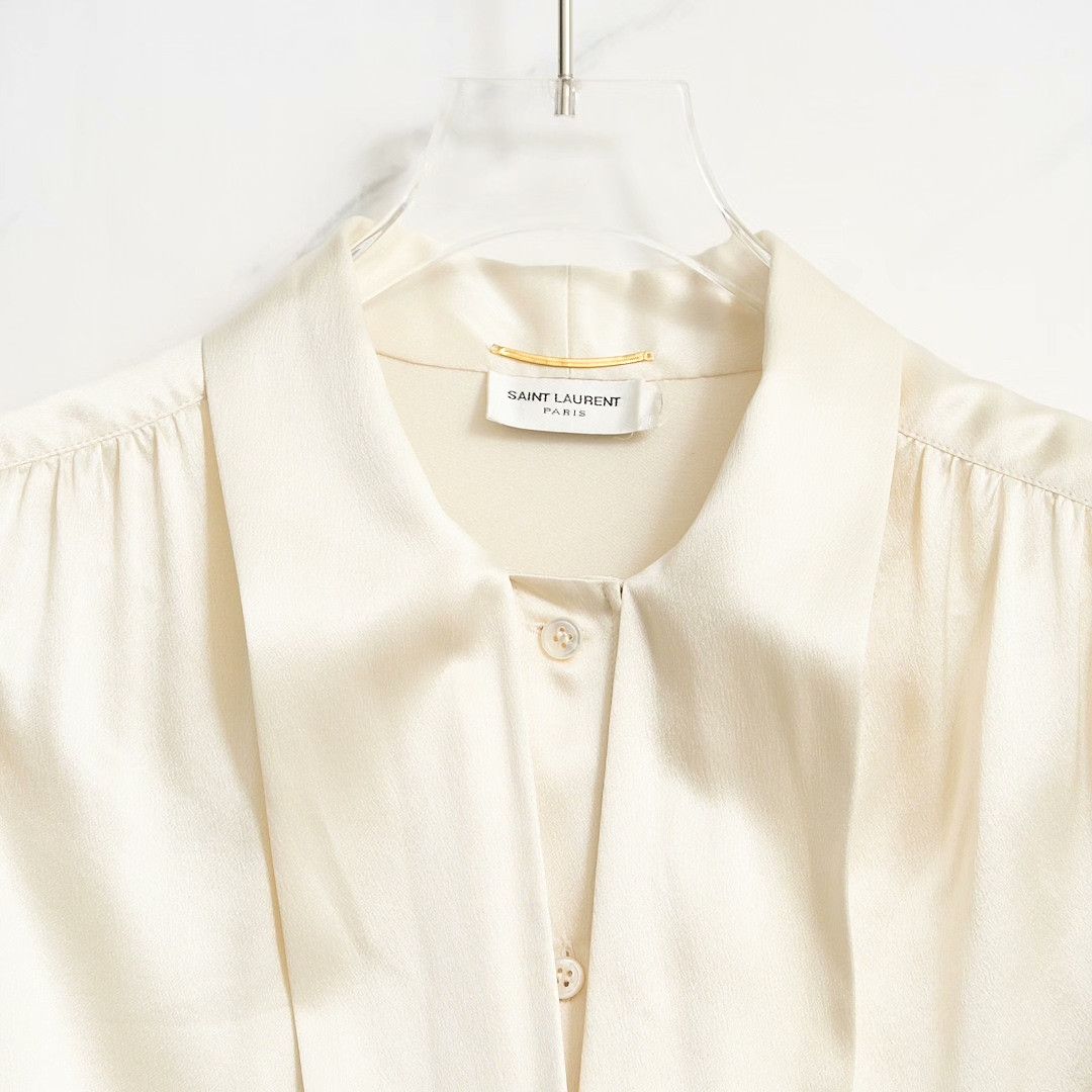 Saint Laurent Paris Saint Laurent Women's Satin Ribbon Top Size S / US 4 / IT 40 - 2 Thumbnail