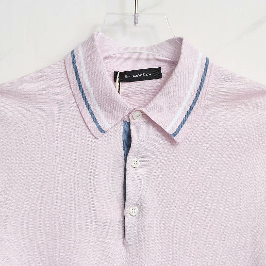 Ermenegildo Zegna Ermenegildo Zegna Men's Striped Knit Polo Size US M / EU 48-50 / 2 - 2 Thumbnail