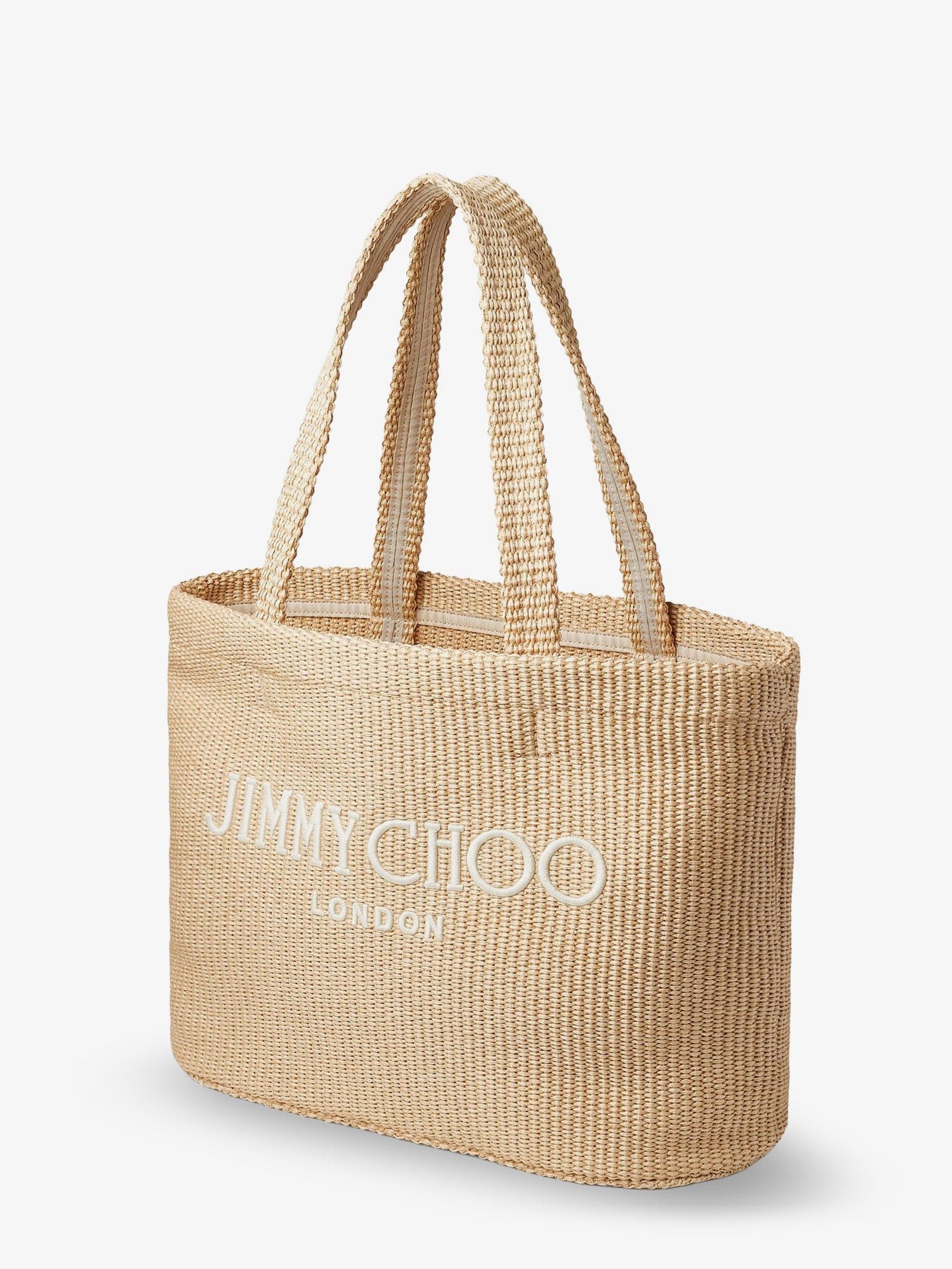 Jimmy Choo Raffia Shopping Bag With Lettering Logo On The Front Size ONE SIZE - 3 Thumbnail