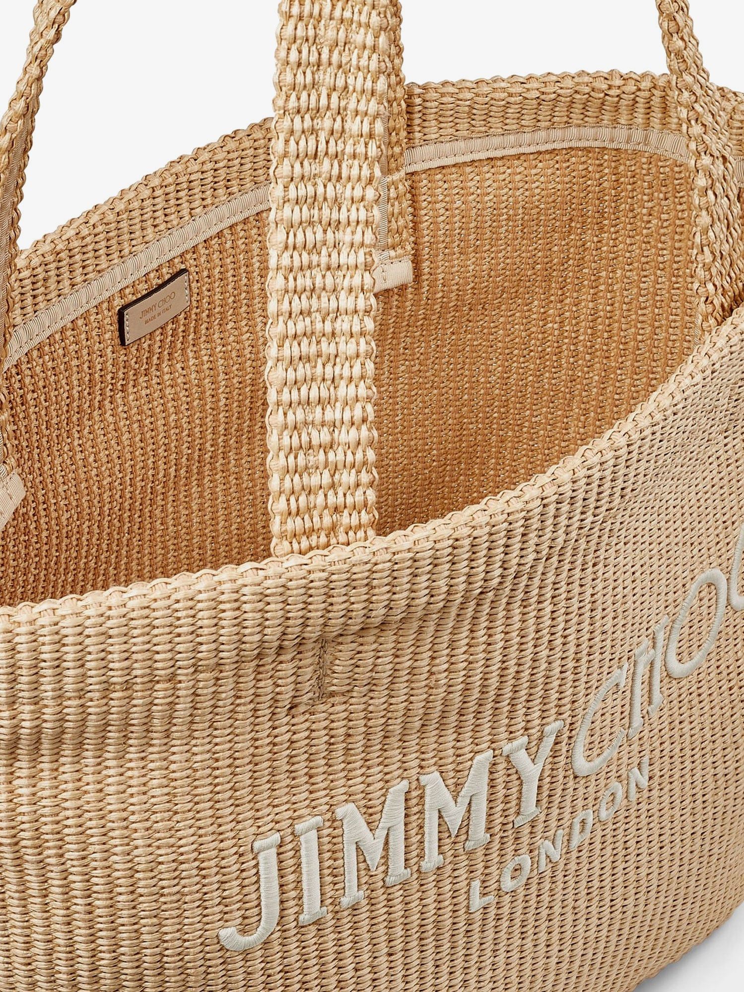 Jimmy Choo Raffia Shopping Bag With Lettering Logo On The Front Size ONE SIZE - 5 Thumbnail