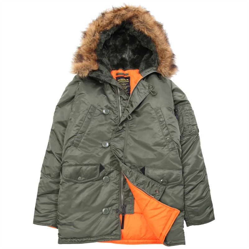Brand New Slim Fit N-3B Parka Sage/Orange