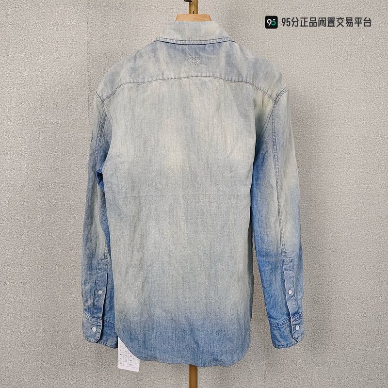 Loewe LOEWE Men's Bleached Indigo Striped Denim Shirt Size US L / EU 52-54 / 3 - 5 Thumbnail