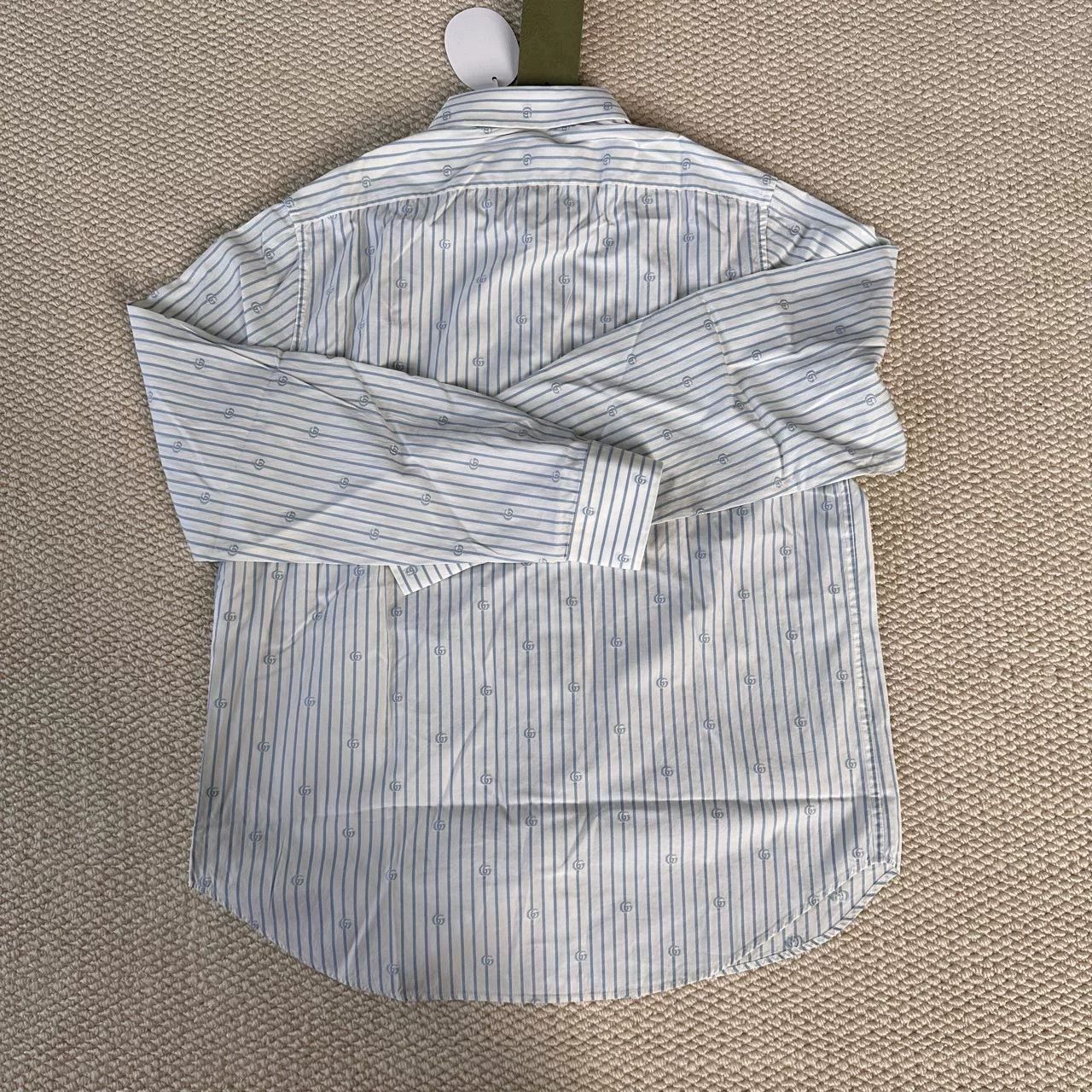 Gucci Gucci White Logo Striped Long-Sleeve Shirt Size S / US 4 / IT 40 - 2 Thumbnail