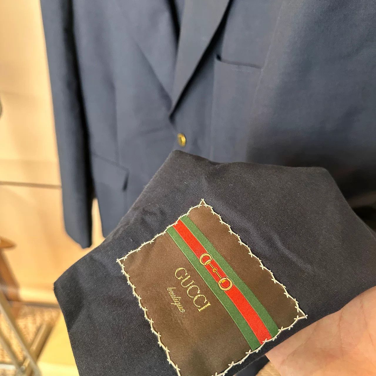 Gucci Gucci Navy Sleeve Badge Blazer Size 52 Size US L / EU 52-54 / 3 - 3 Thumbnail