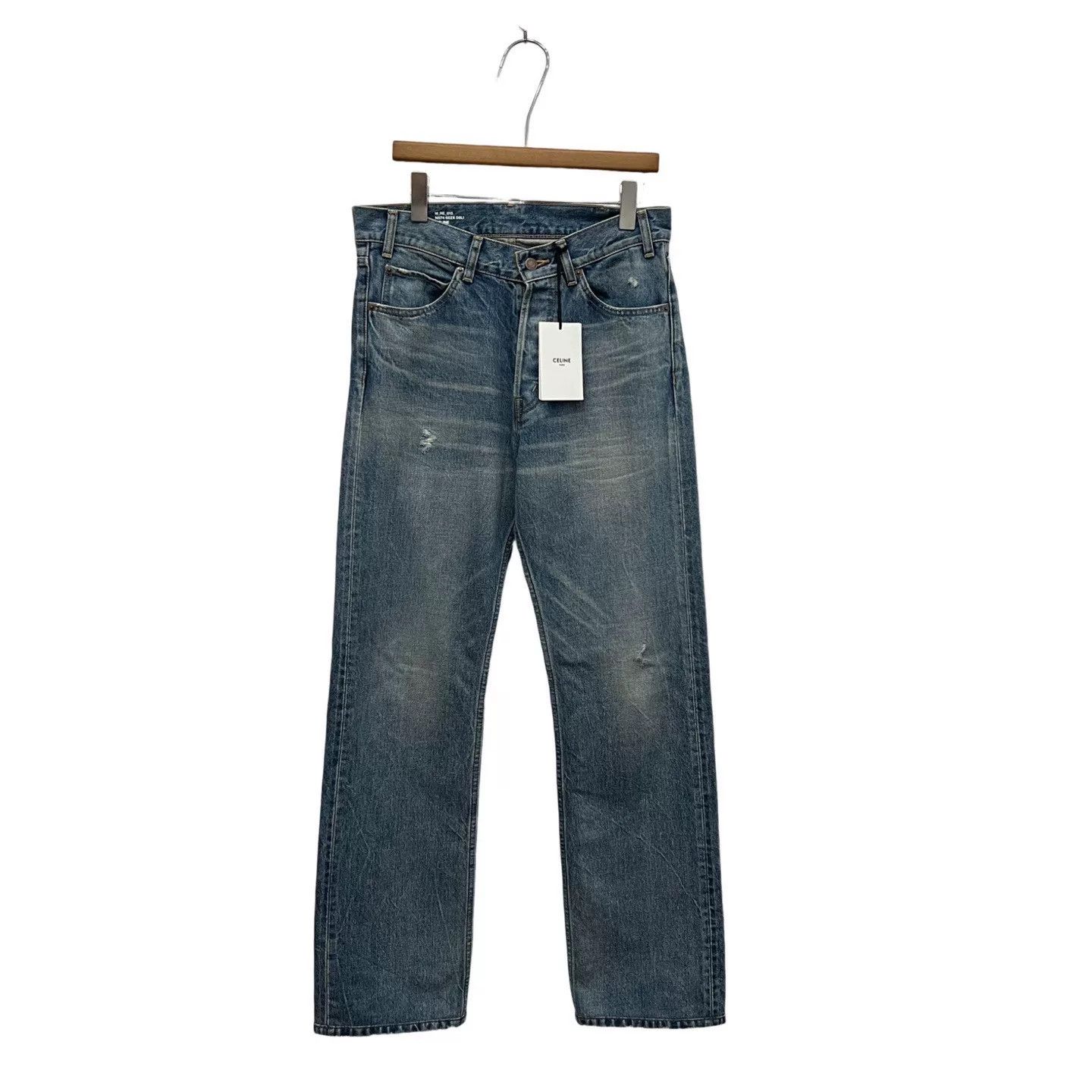 Celine Celine Washed Zip Side Pocket Straight Jeans Size 29" - 2 Thumbnail