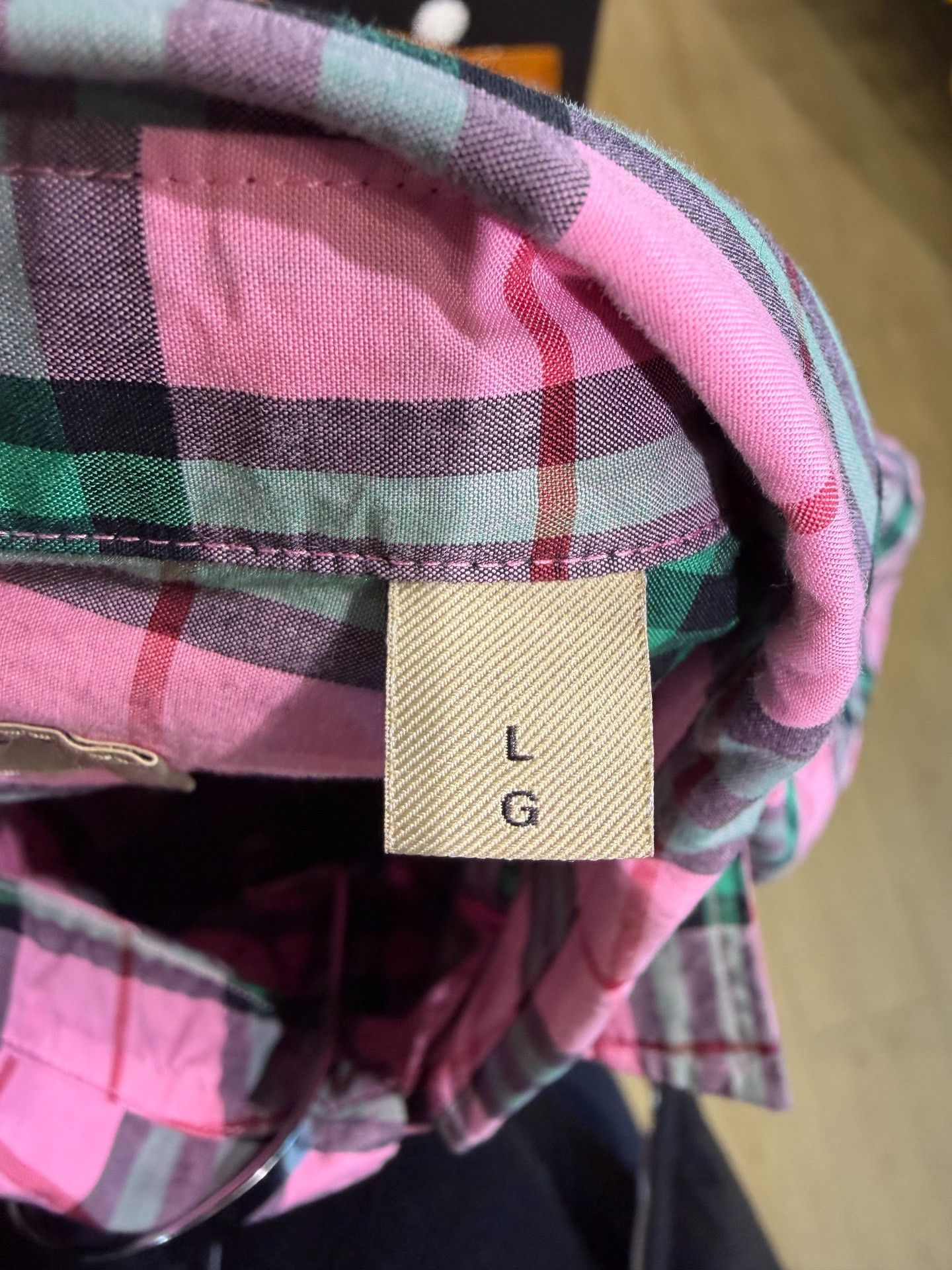 Burberry Burberry Pink Green Check Shirt Size L / US 10 / IT 46 - 4 Thumbnail