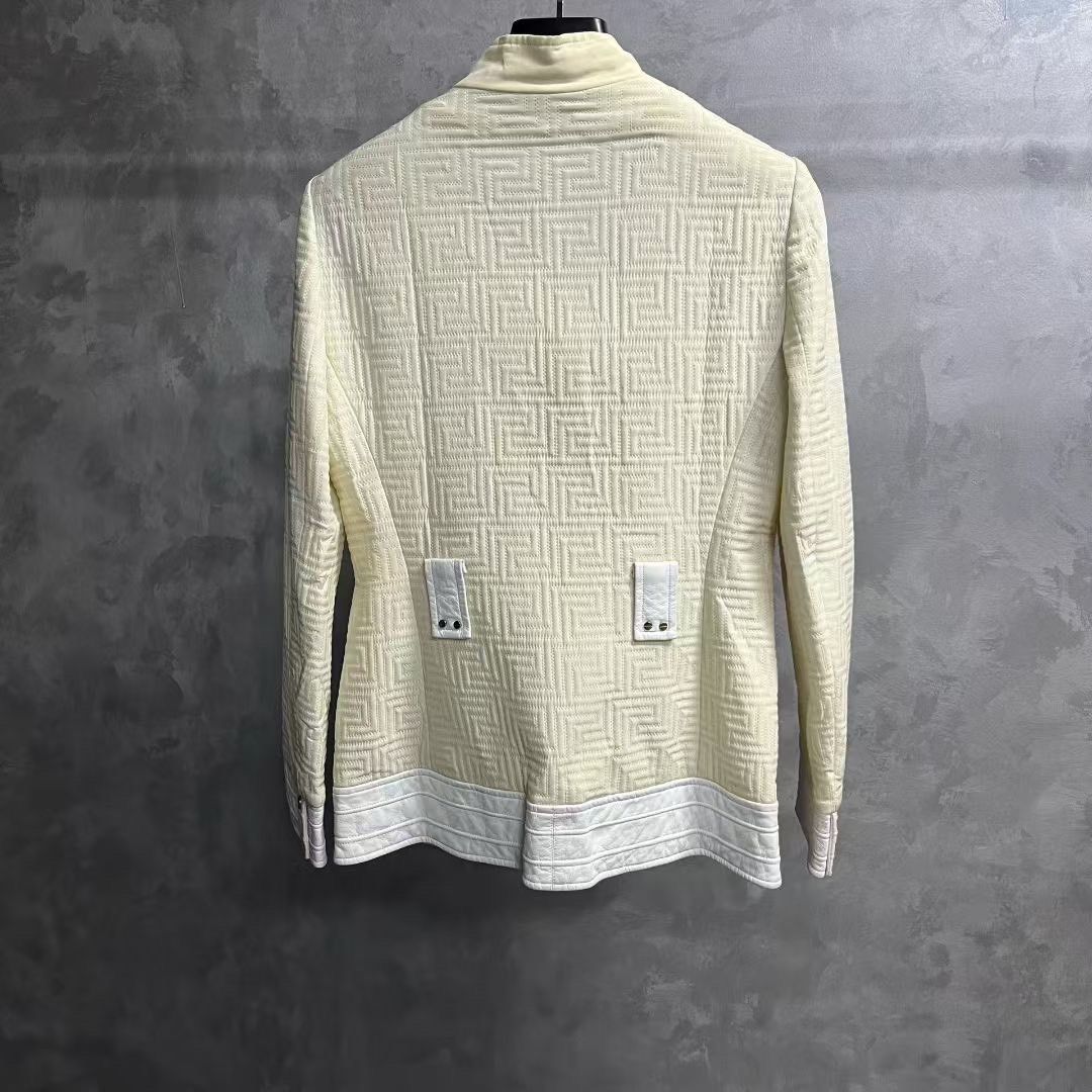 Versace Versace Cream White Printed Casual Jacket Size US S / EU 44-46 / 1 - 2 Thumbnail
