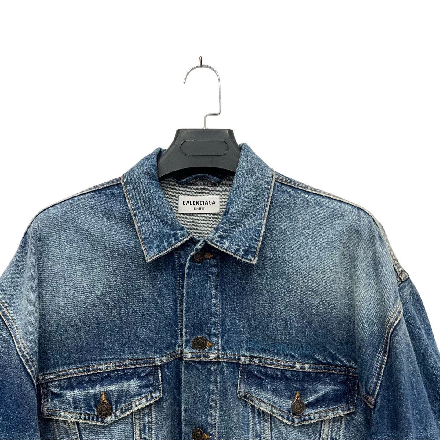 Balenciaga Balenciaga Blue Pin Letter Embroidery Denim Jacket Size US S / EU 44-46 / 1 - 2 Thumbnail