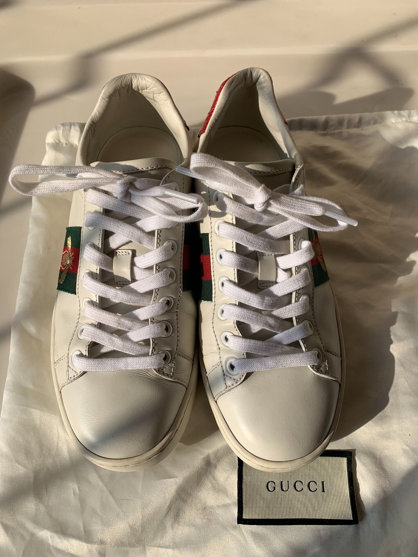 Gucci Gucci Bee Embroidery White Sneakers Size US 4.5 / IT 34.5 - 2 Thumbnail