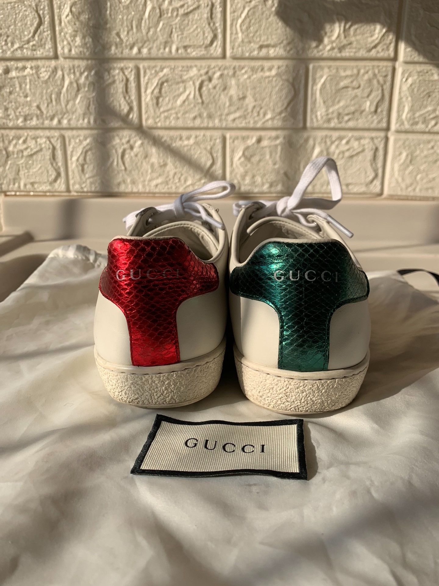 Gucci Gucci Bee Embroidery White Sneakers Size US 4.5 / IT 34.5 - 6 Thumbnail