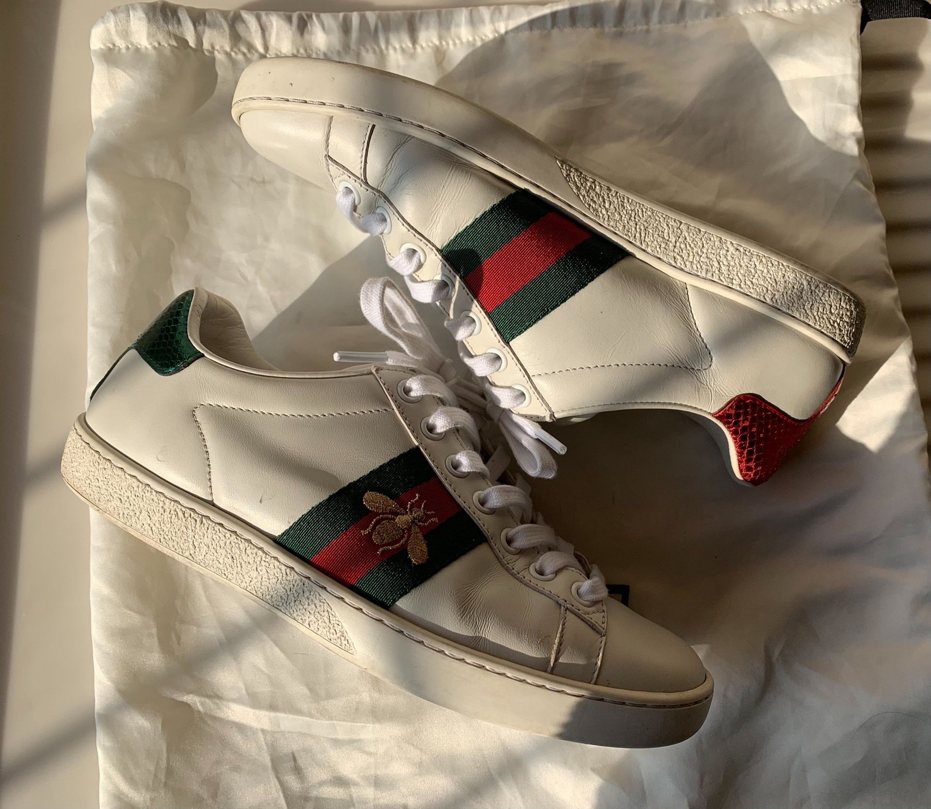 Gucci Gucci Bee Embroidery White Sneakers Size US 4.5 / IT 34.5 - 3 Thumbnail