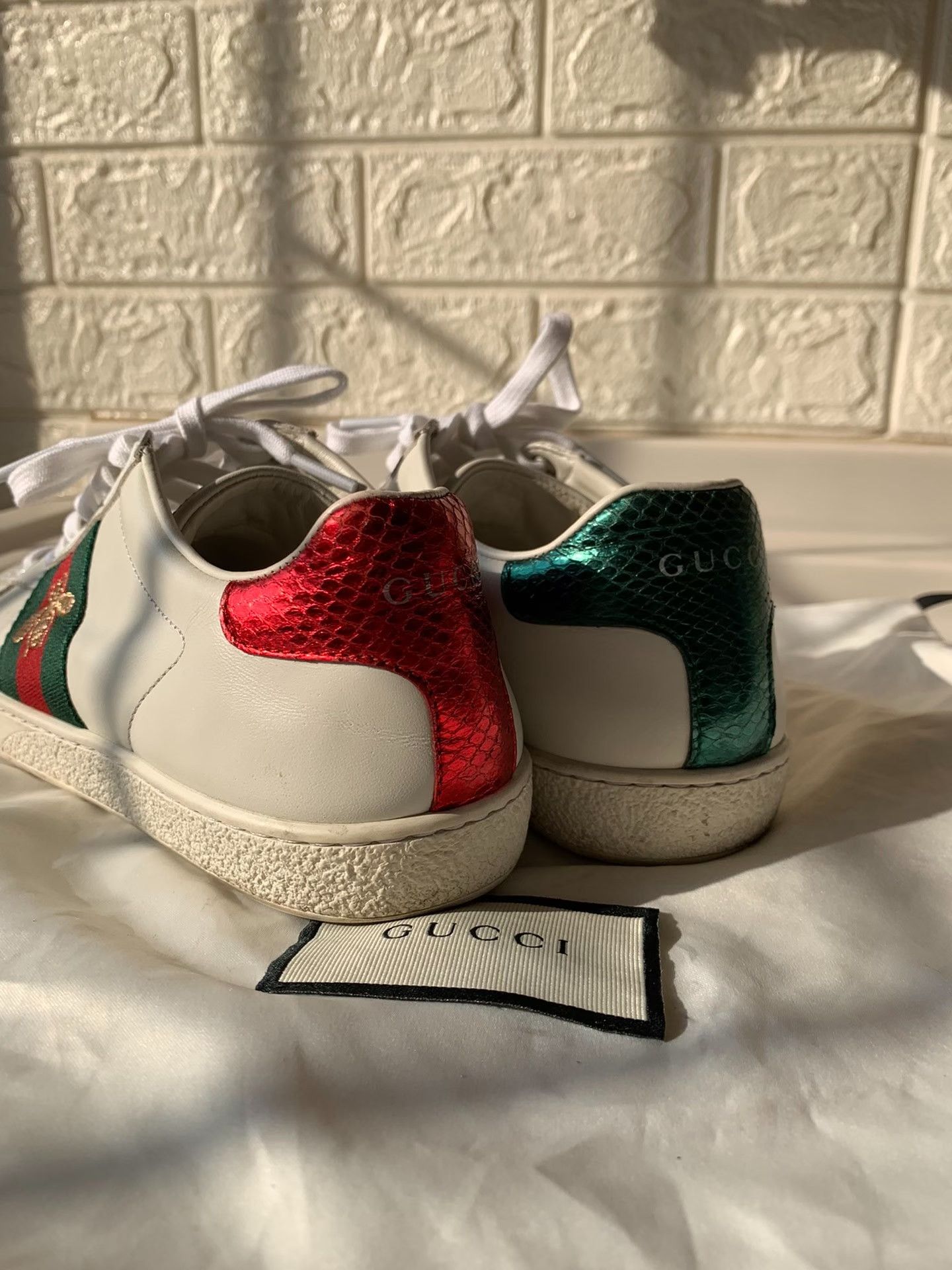 Gucci Gucci Bee Embroidery White Sneakers Size US 4.5 / IT 34.5 - 5 Thumbnail