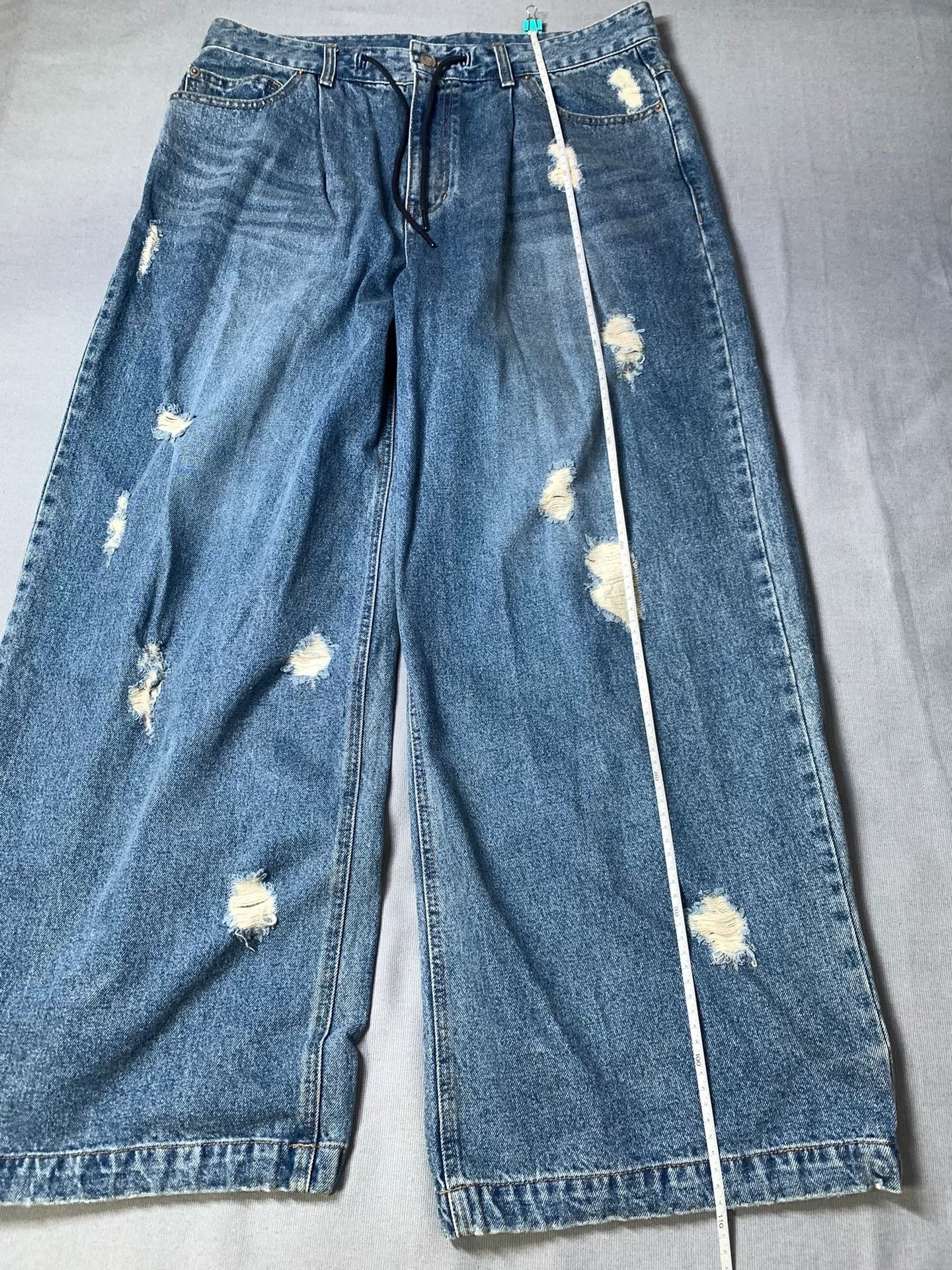 Juun.J juun.j Washed Distressed Ripped Wide-Leg Jeans Size US 30 / EU 46 - 8 Thumbnail